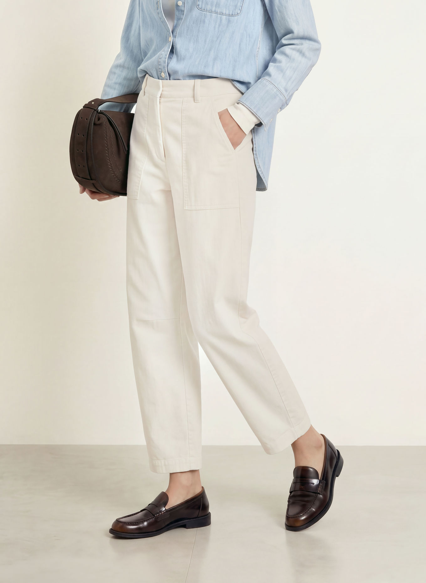 Marc O'Polo MILKY 7/8-length corduroy trousers: ECRU