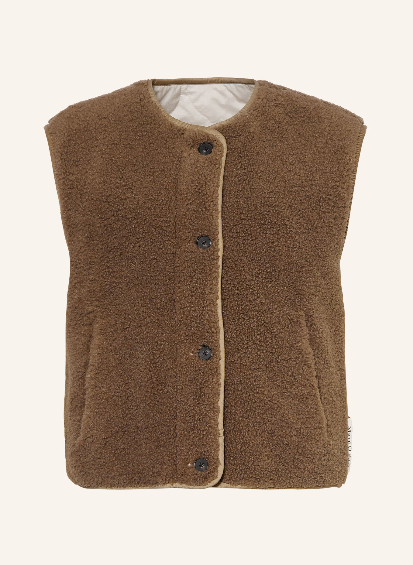 Marc O'Polo Teddyfell-Weste zum Wenden: BRAUN / CREME