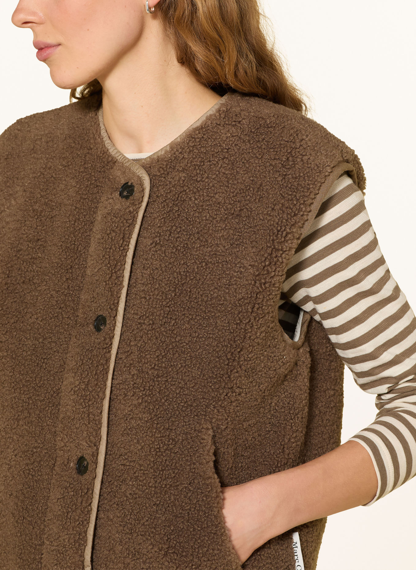 Marc O'Polo Teddyfell-Weste zum Wenden: BRAUN / CREME