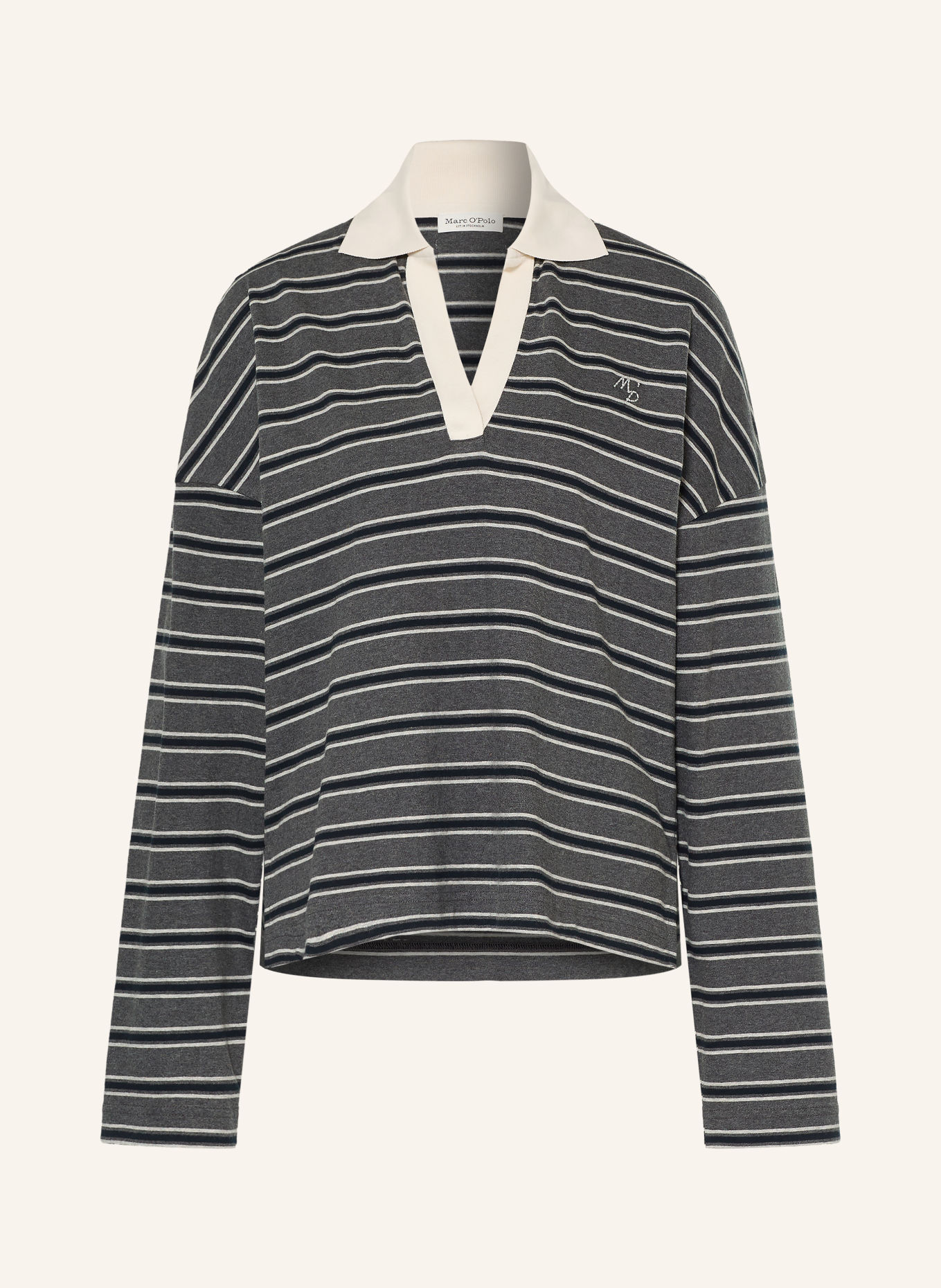 Marc O'Polo Longsleeve: DUNKELGRAU / WEISS / SCHWARZ