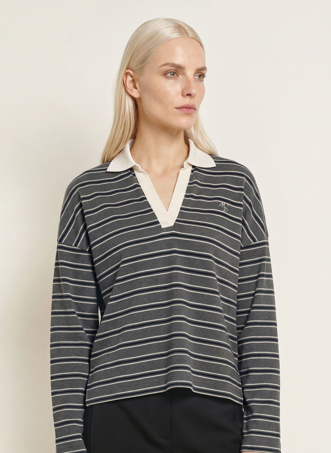 Marc O'Polo Longsleeve: DUNKELGRAU / WEISS / SCHWARZ