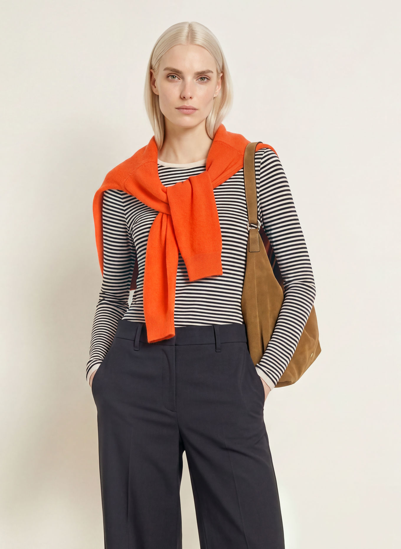 Marc O'Polo Longsleeve: DUNKELBLAU / WEISS