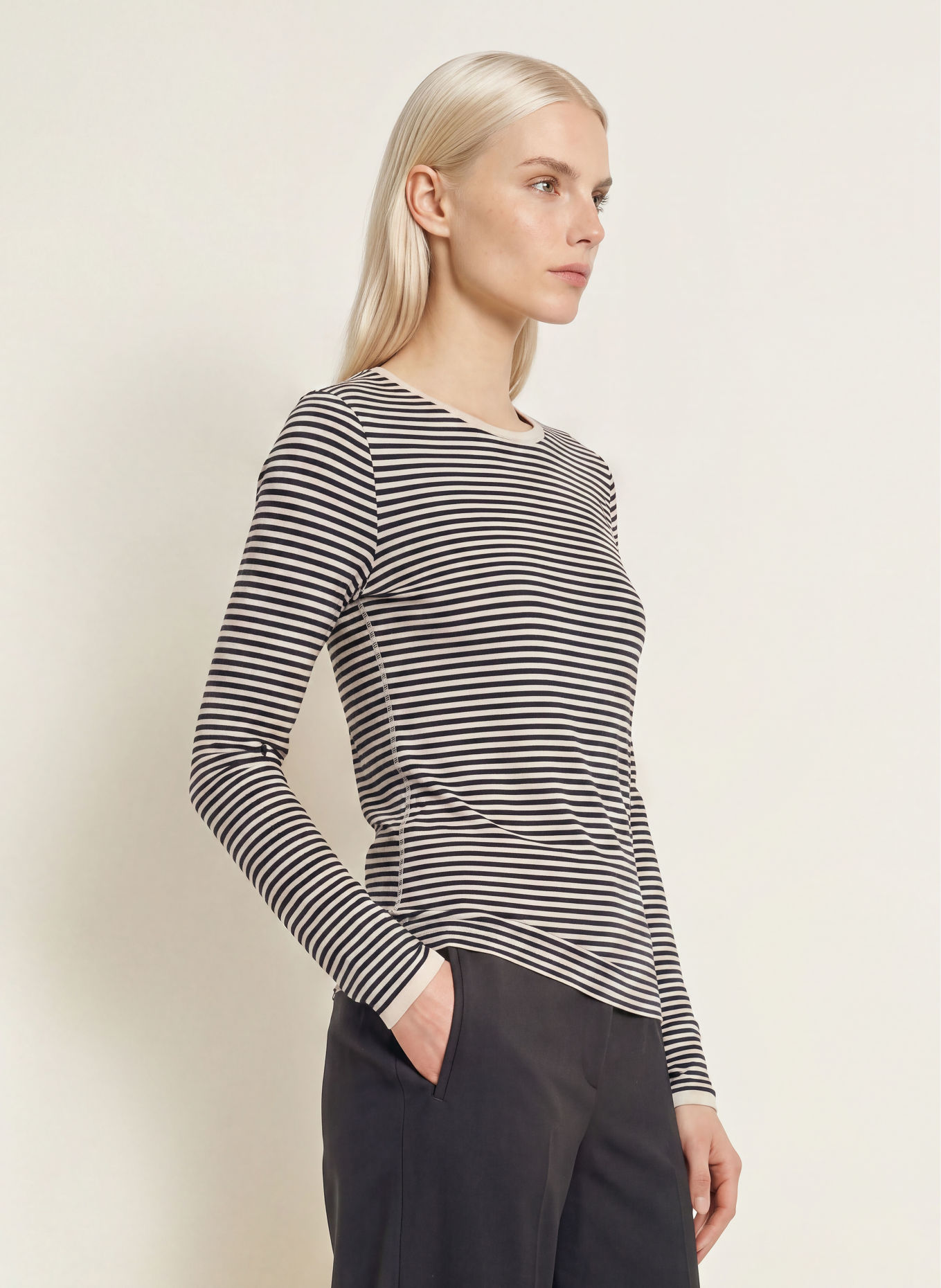 Marc O'Polo Longsleeve: DUNKELBLAU / WEISS
