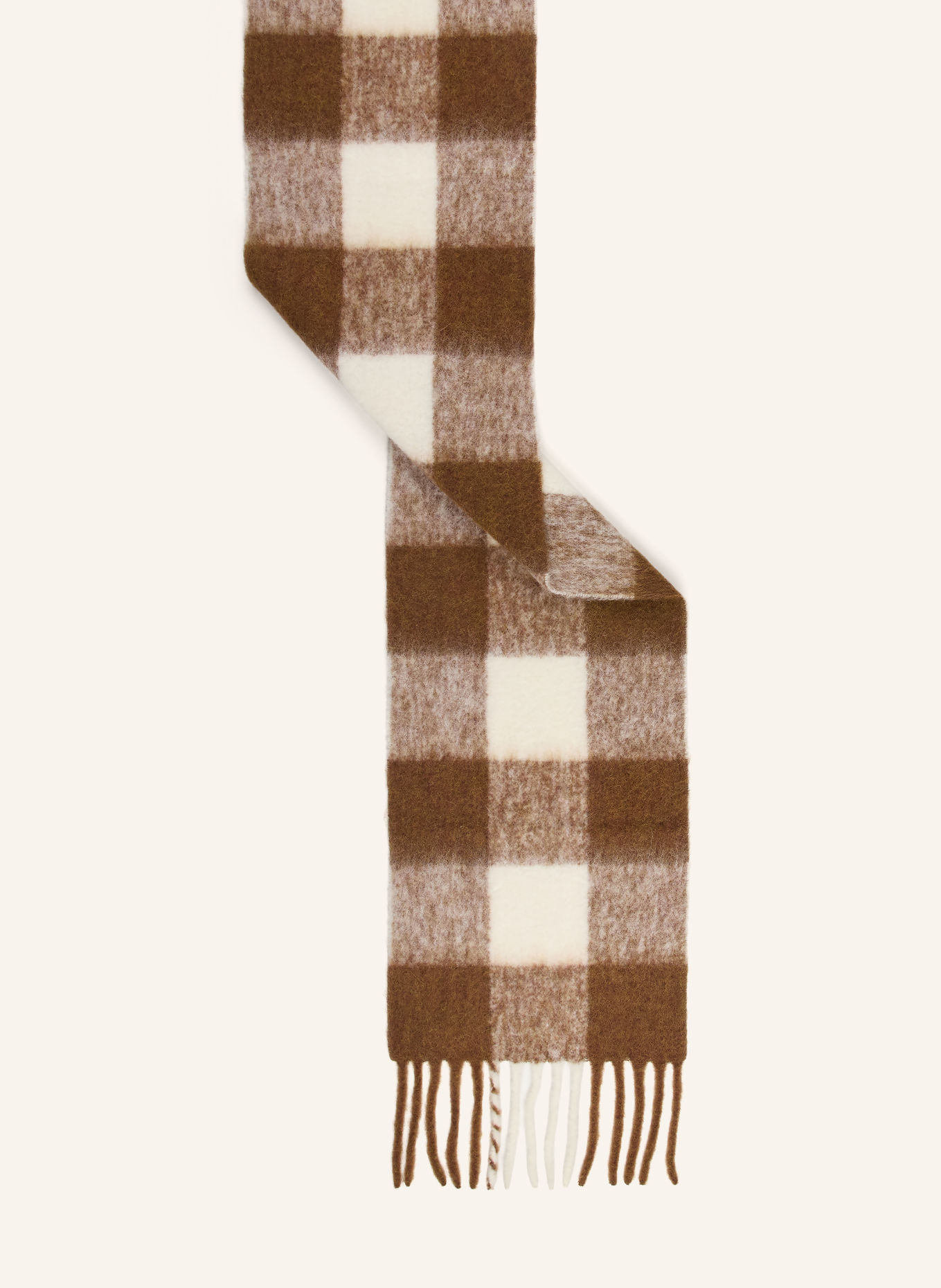 WRSTBHVR Schal RANIA V2 mit Alpaka: BRAUN / COGNAC / CREME