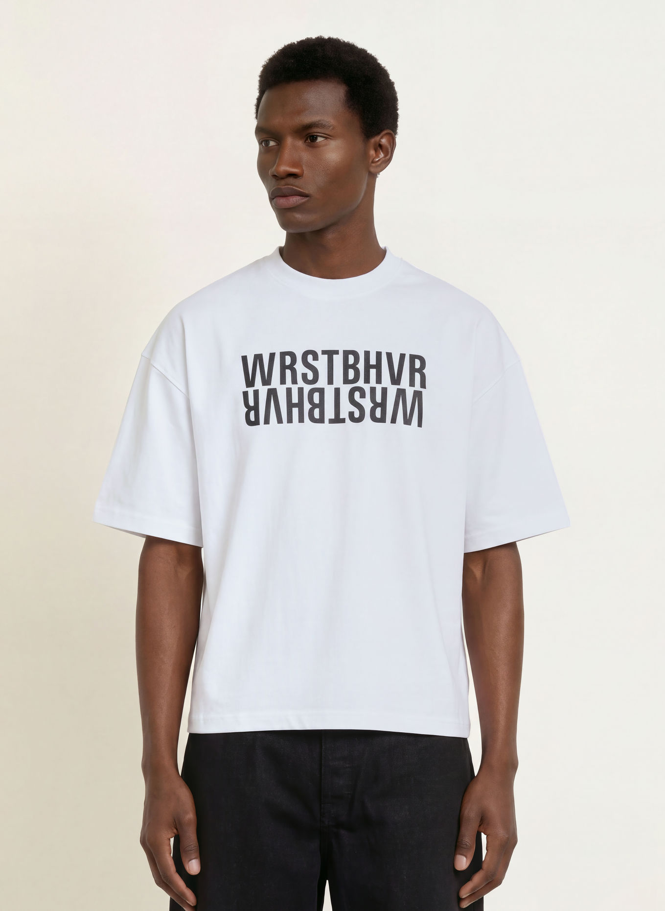 WRSTBHVR RASMUS V2 T-shirt: WHITE / BLACK