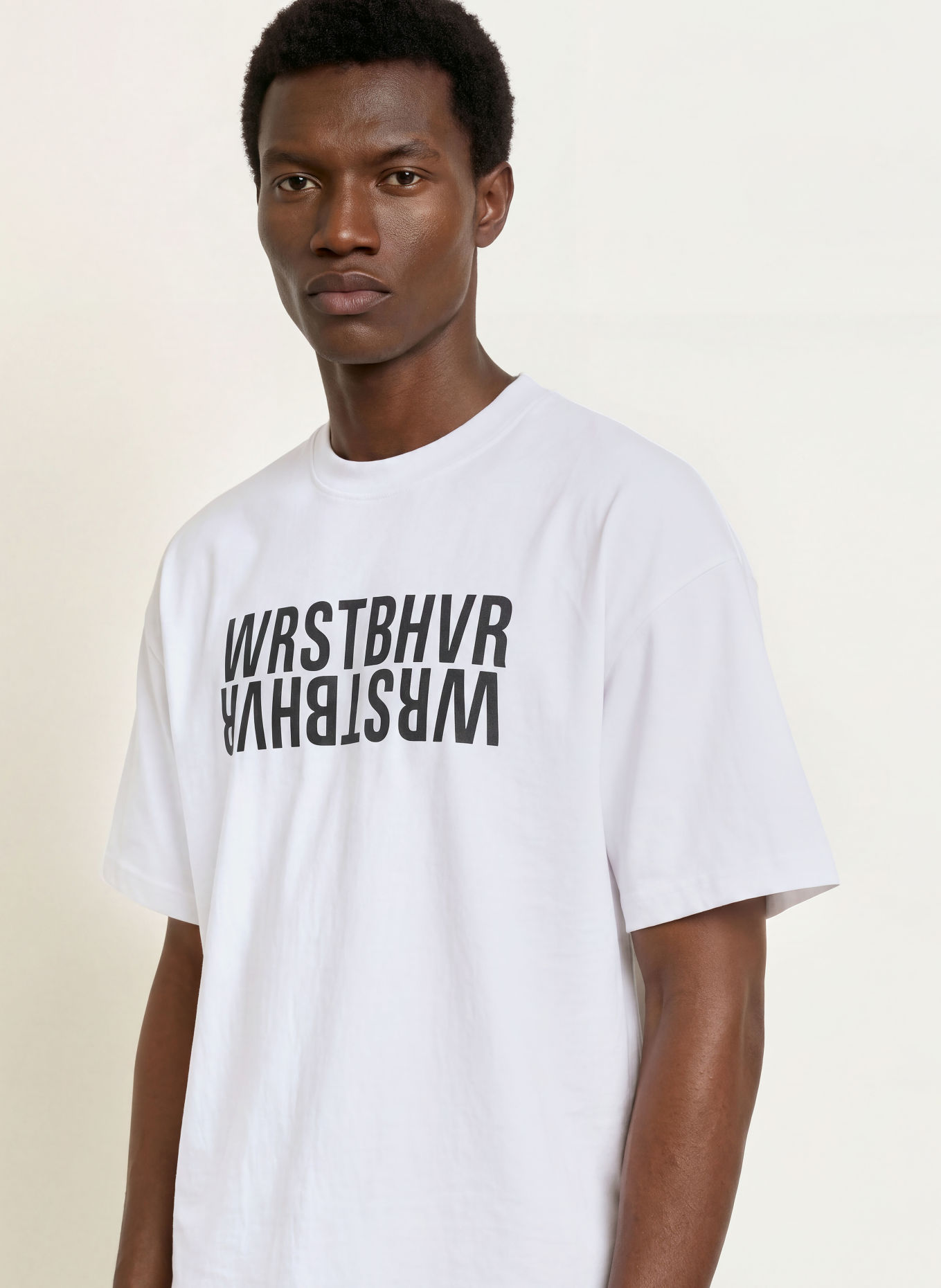 WRSTBHVR RASMUS V2 T-shirt: WHITE / BLACK