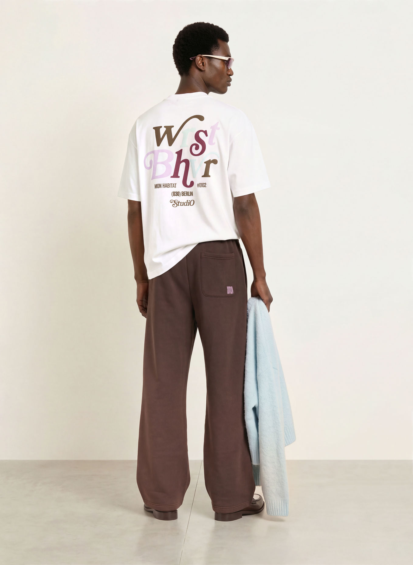 WRSTBHVR REED V3 T-shirt: WHITE / DARK BROWN / PURPLE