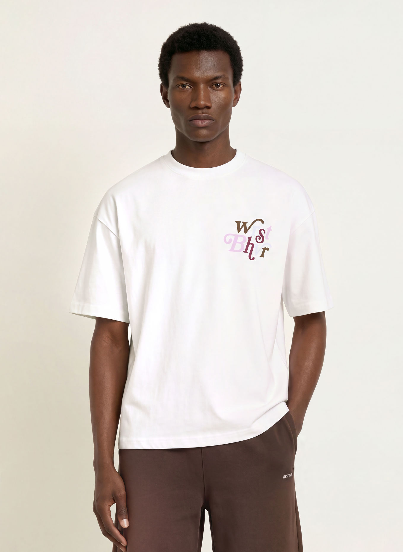 WRSTBHVR REED V3 T-shirt: WHITE / DARK BROWN / PURPLE