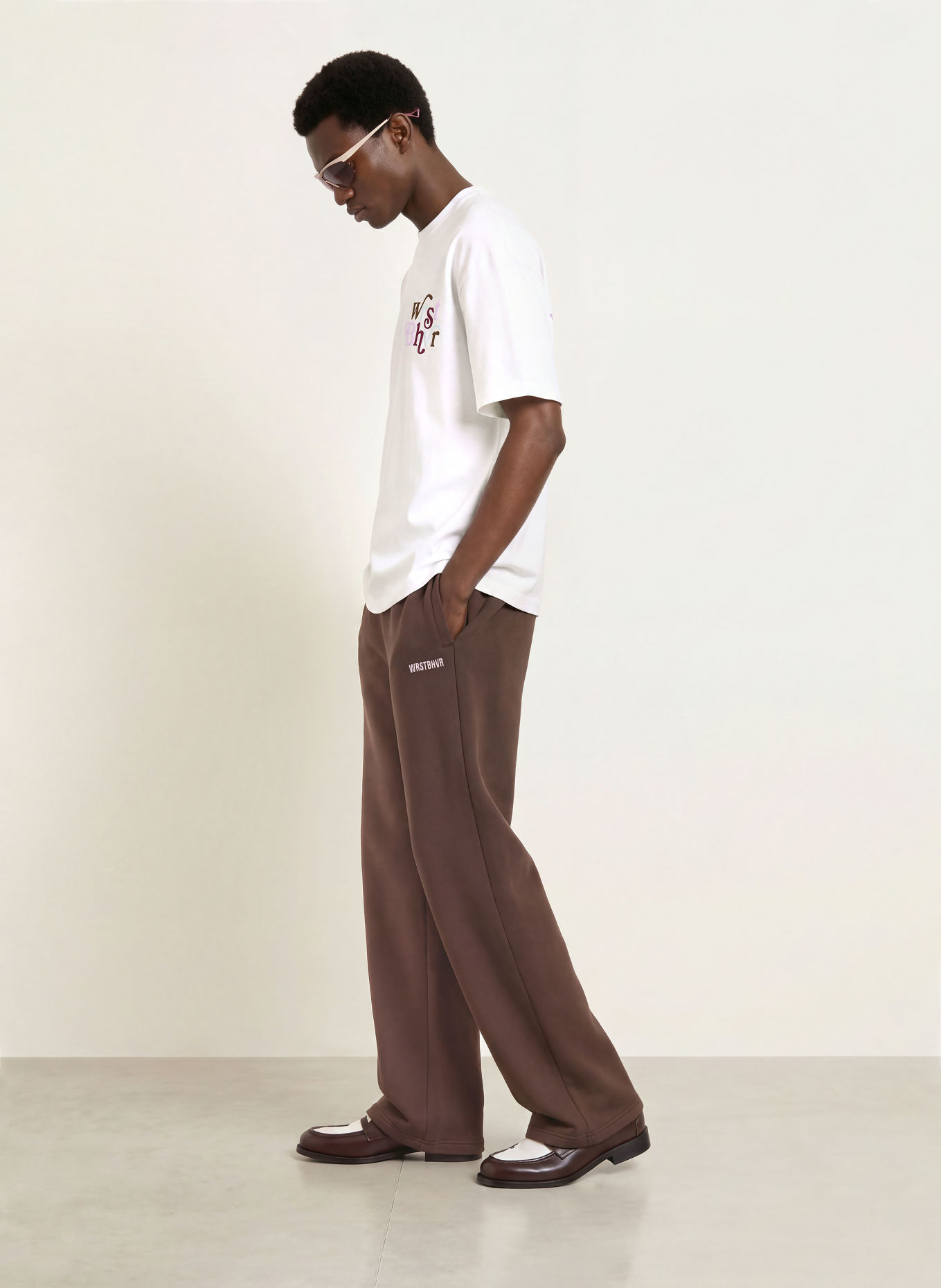 WRSTBHVR REED V3 T-shirt: WHITE / DARK BROWN / PURPLE