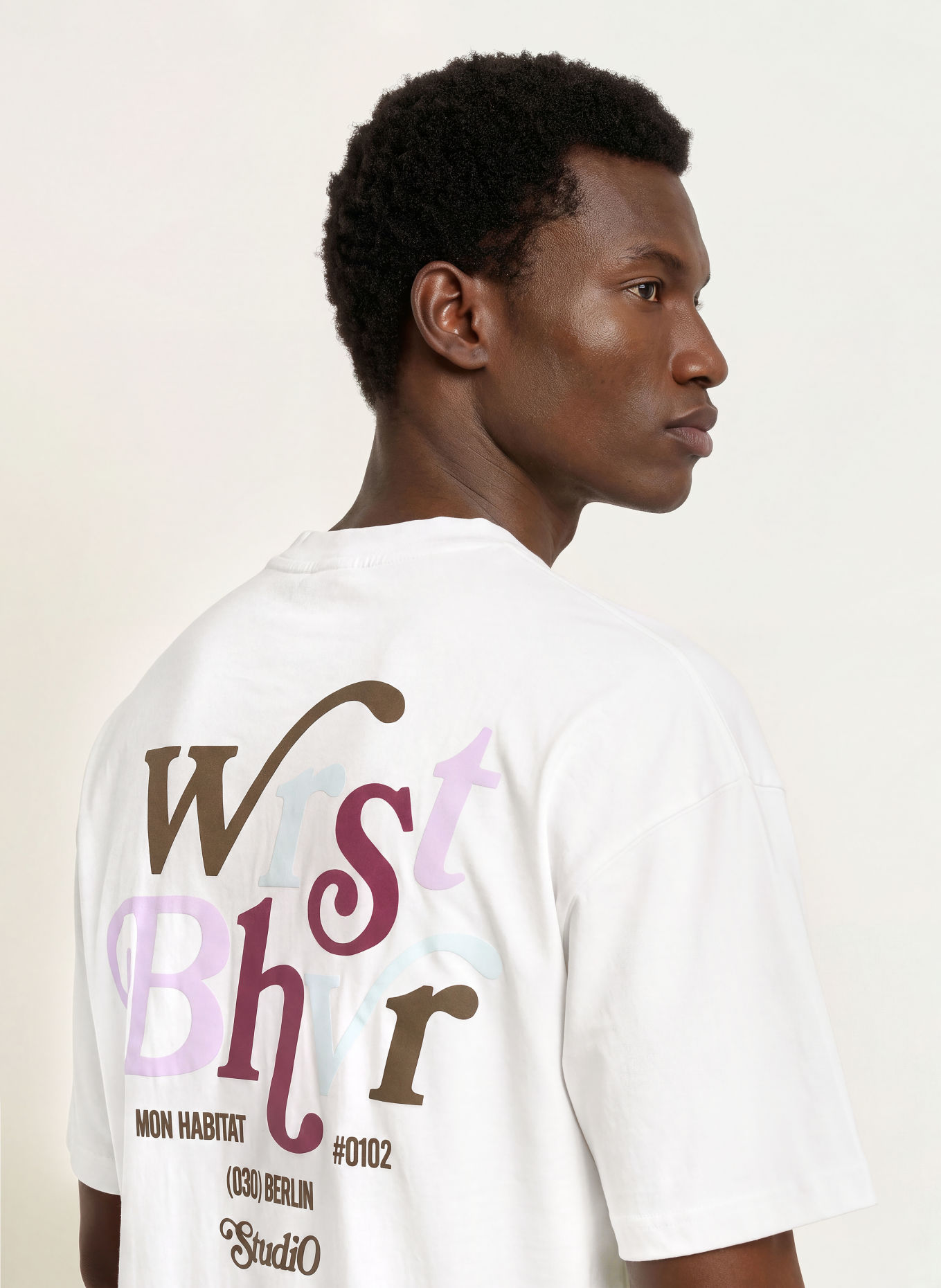 WRSTBHVR REED V3 T-shirt: WHITE / DARK BROWN / PURPLE