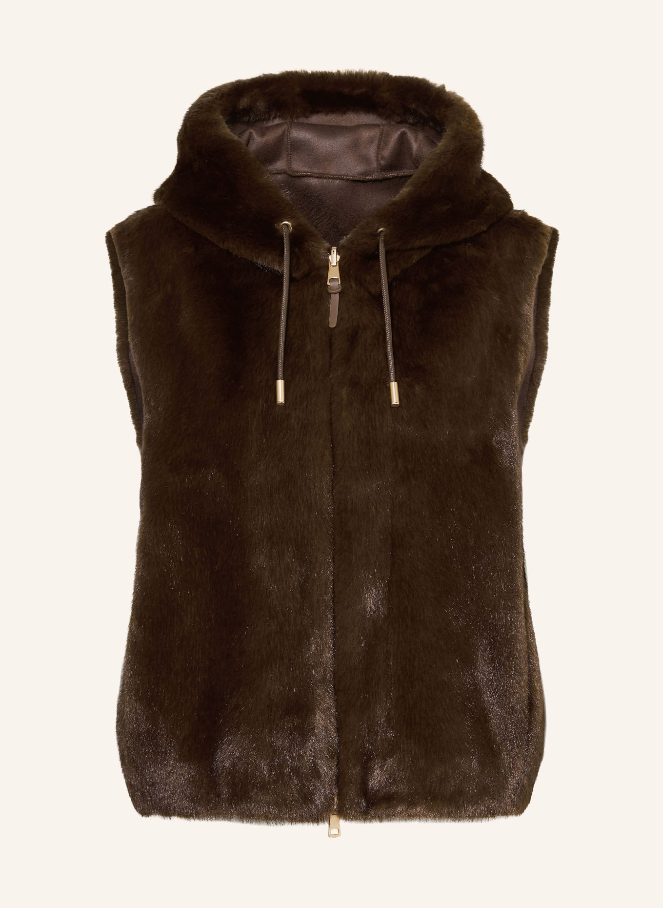 mabrun FANTASY Faux Fur Vest: DARK BROWN