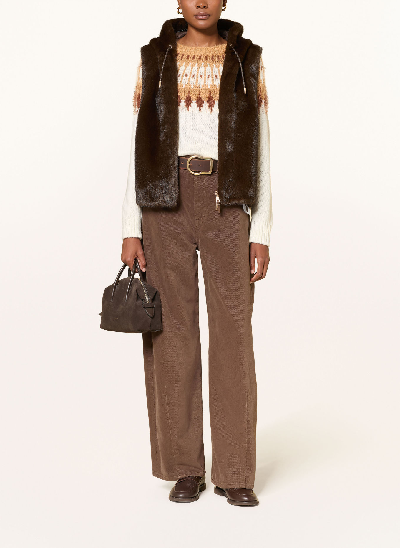 mabrun FANTASY Faux Fur Vest: DARK BROWN