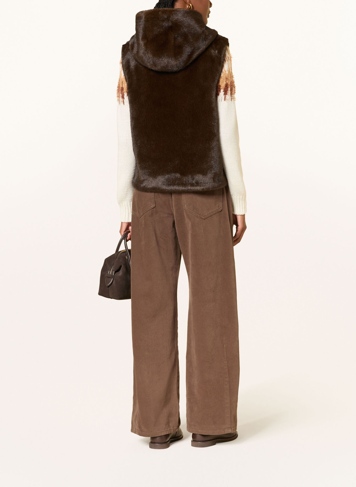 mabrun FANTASY Faux Fur Vest: DARK BROWN