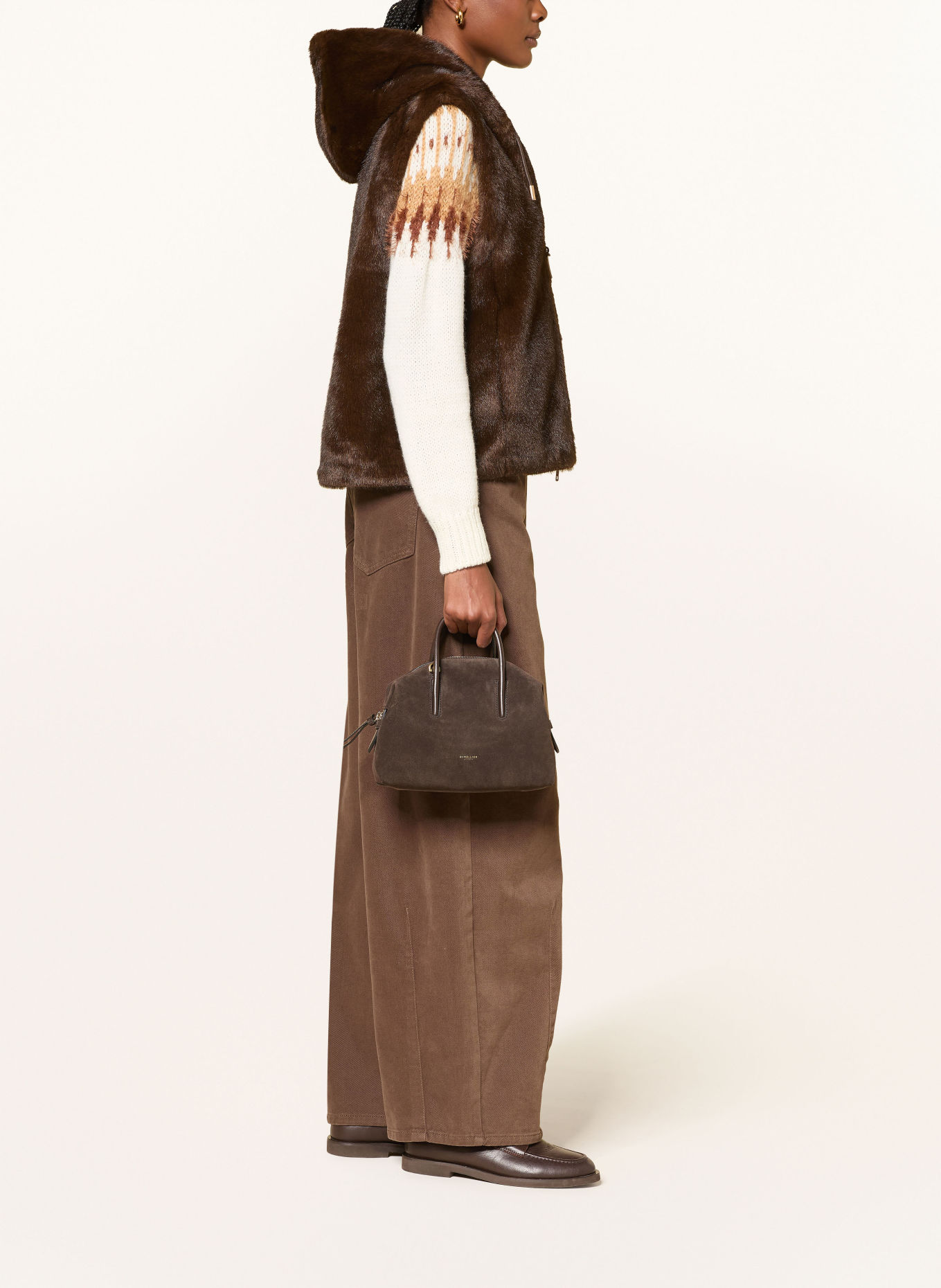mabrun FANTASY Faux Fur Vest: DARK BROWN