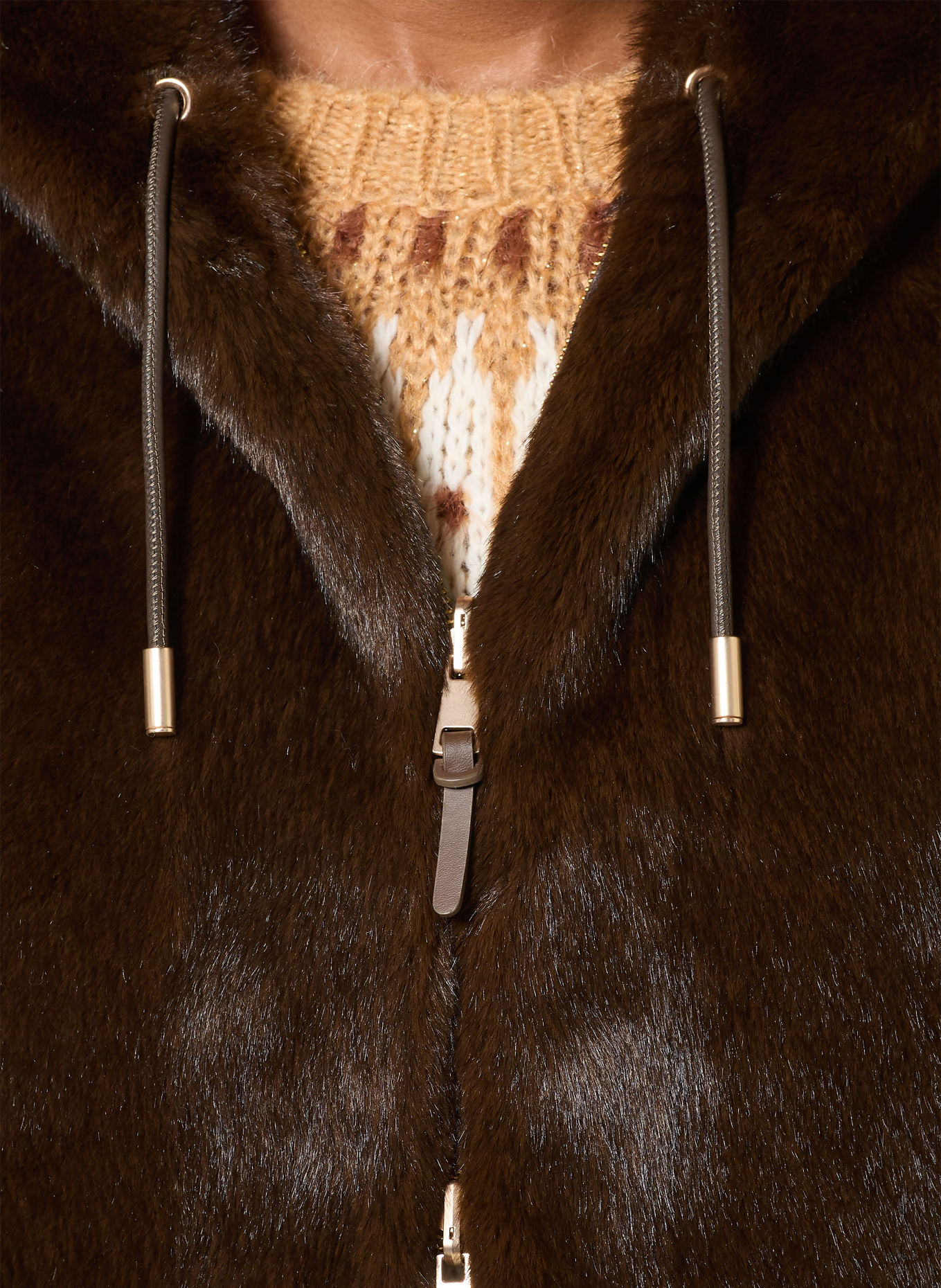 mabrun FANTASY Faux Fur Vest: DARK BROWN