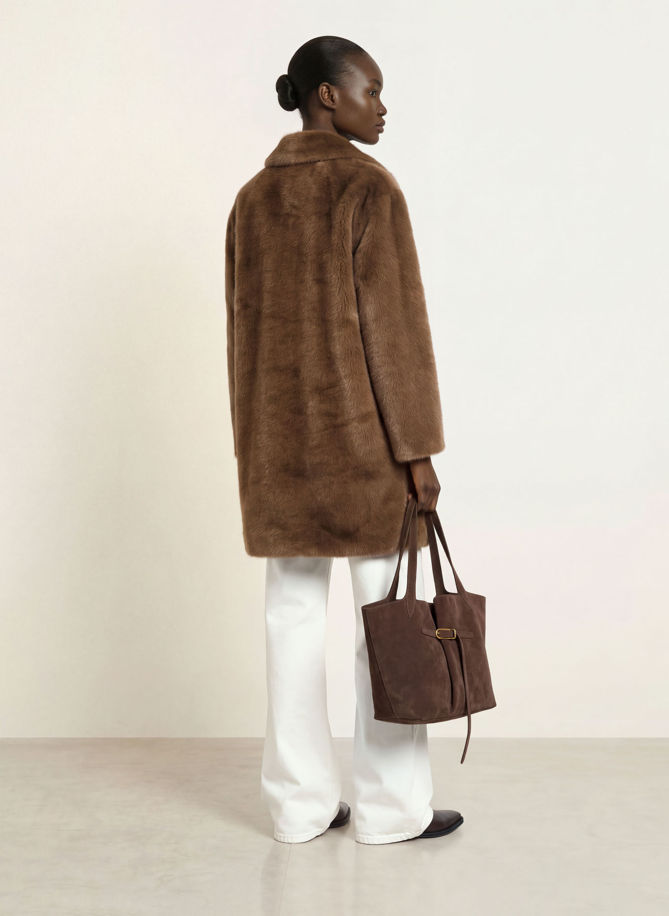 mabrun FABIANA Faux Fur Coat: BROWN