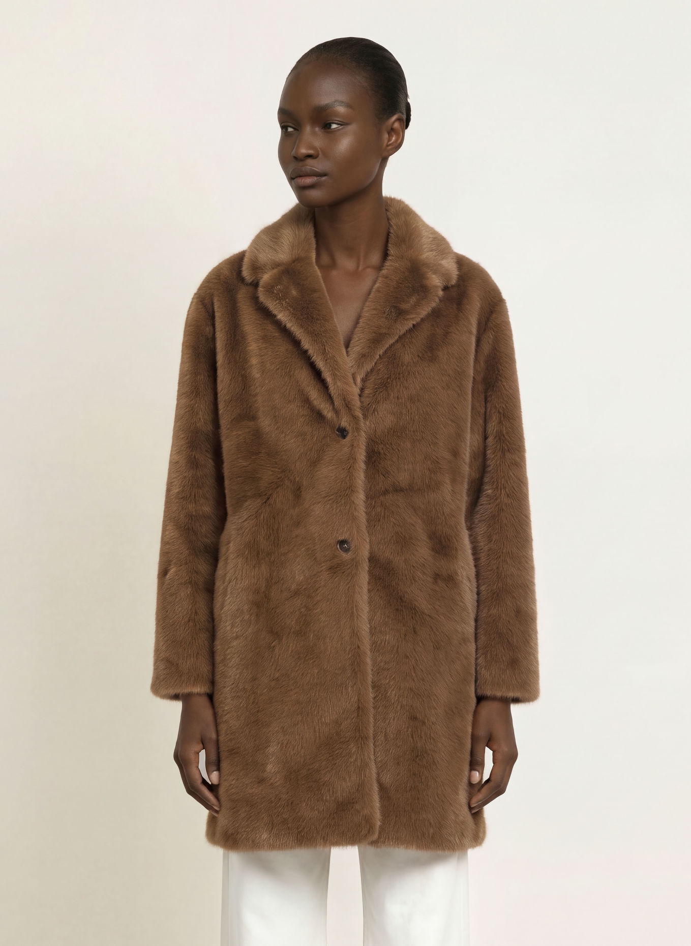 mabrun FABIANA Faux Fur Coat: BROWN