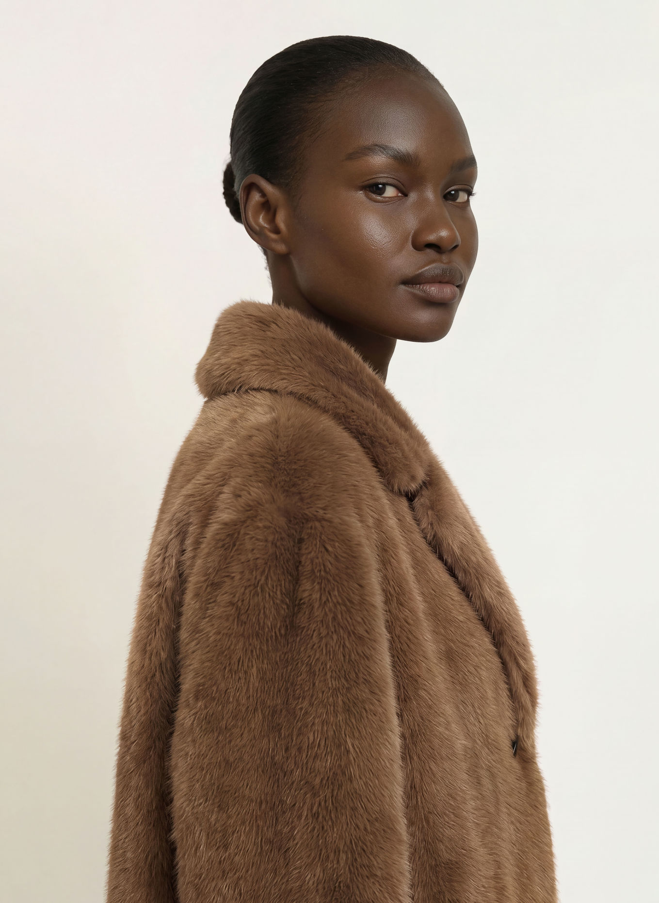 mabrun FABIANA Faux Fur Coat: BROWN
