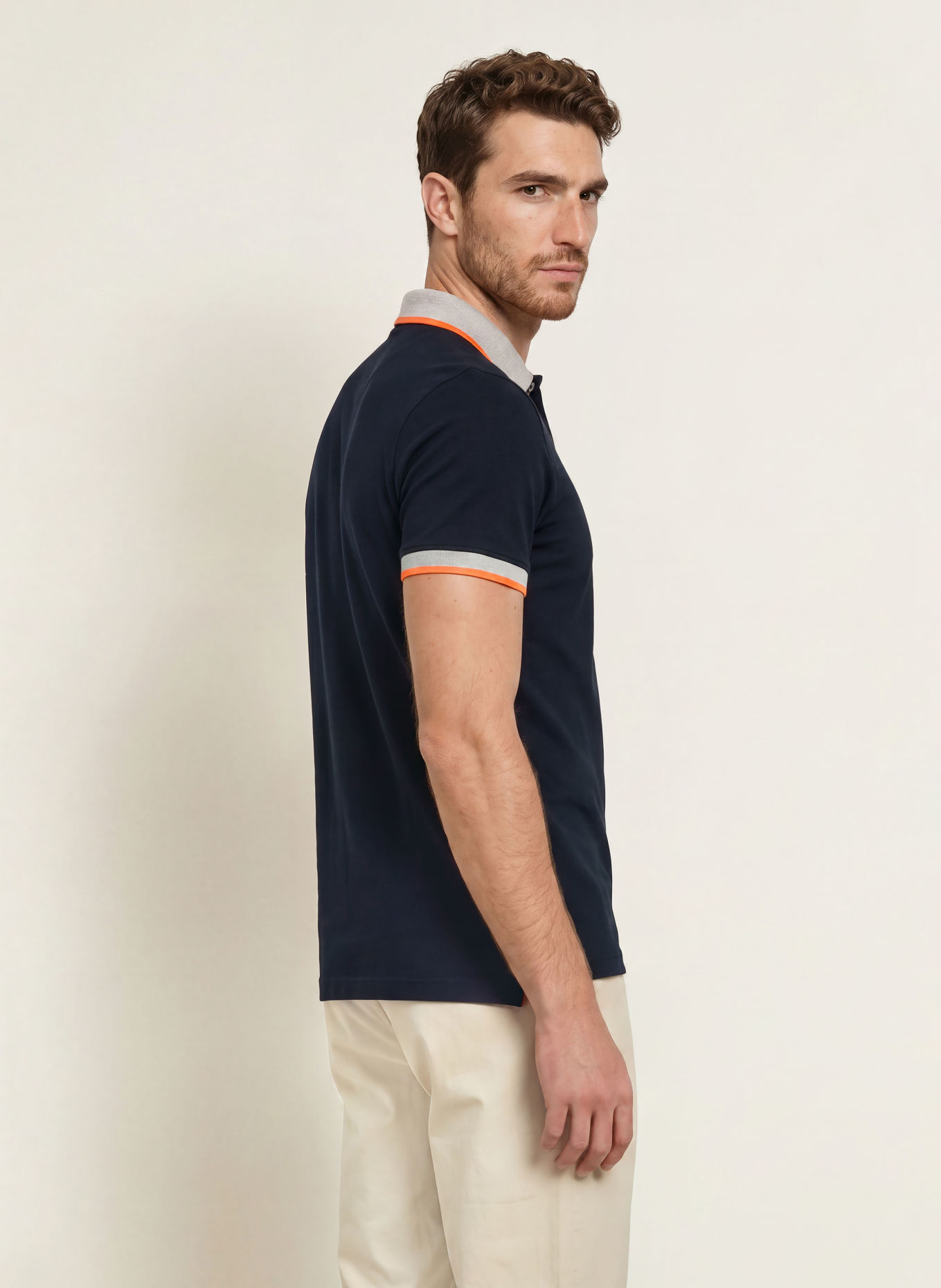WELLENSTEYN Tricou polo din țesătură piqué COMBUGREEN: ALBASTRU ÎNCHIS / GRI DESCHIS / PORTOCALIU NEON