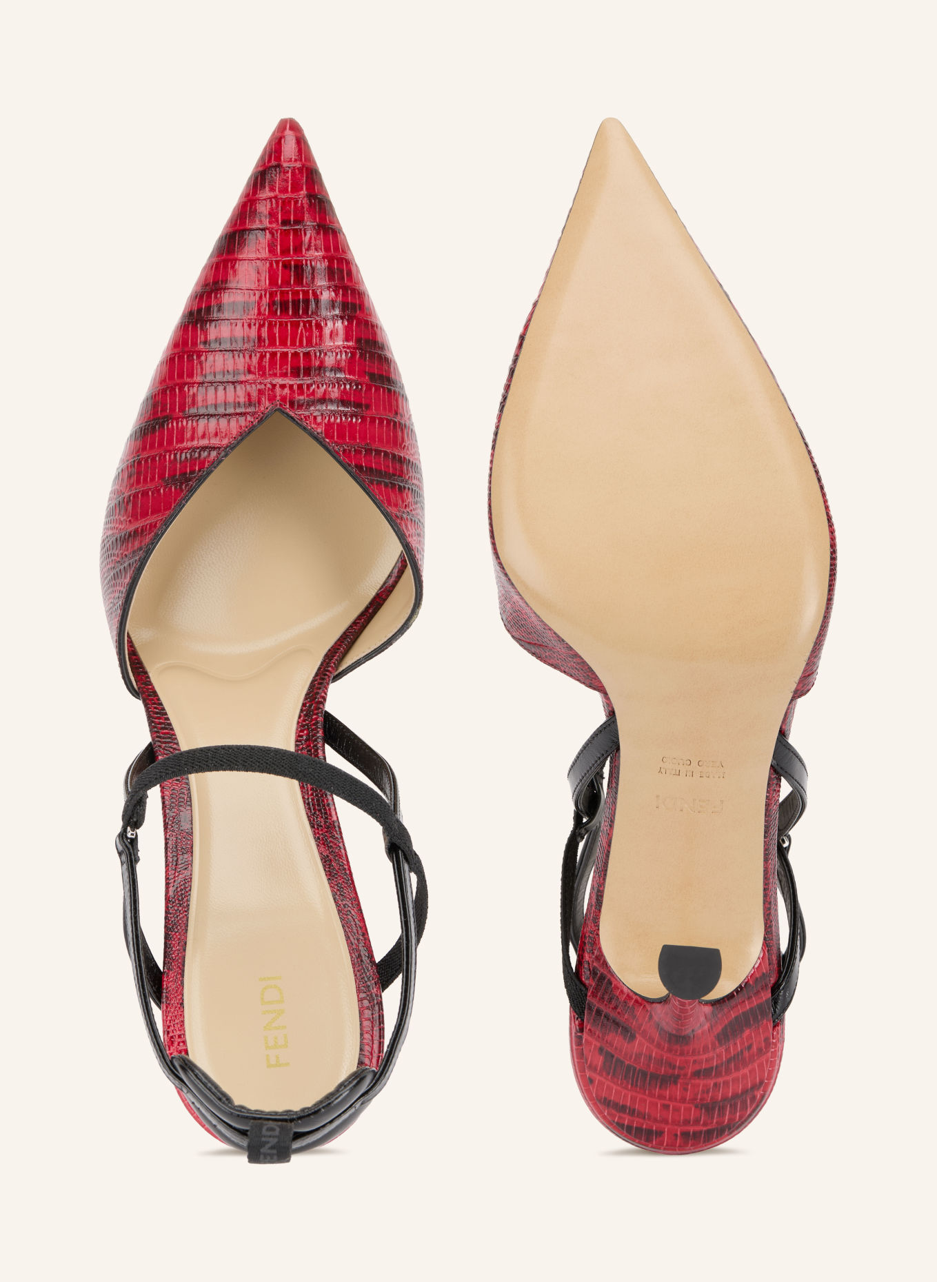 FENDI Slingback pumps: RED / BLACK