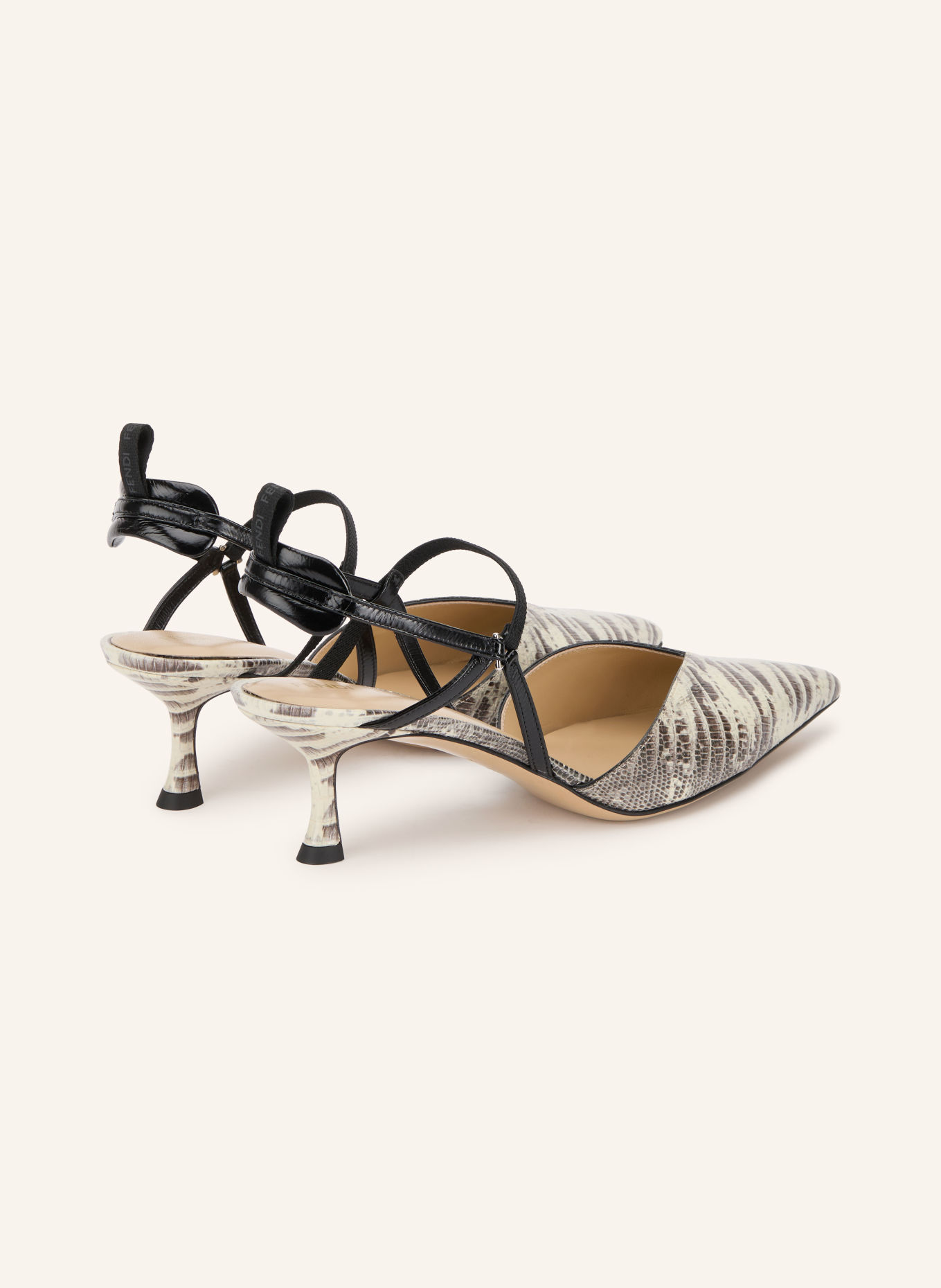 FENDI Slingback pumps: CREAM / DARK BROWN / BLACK