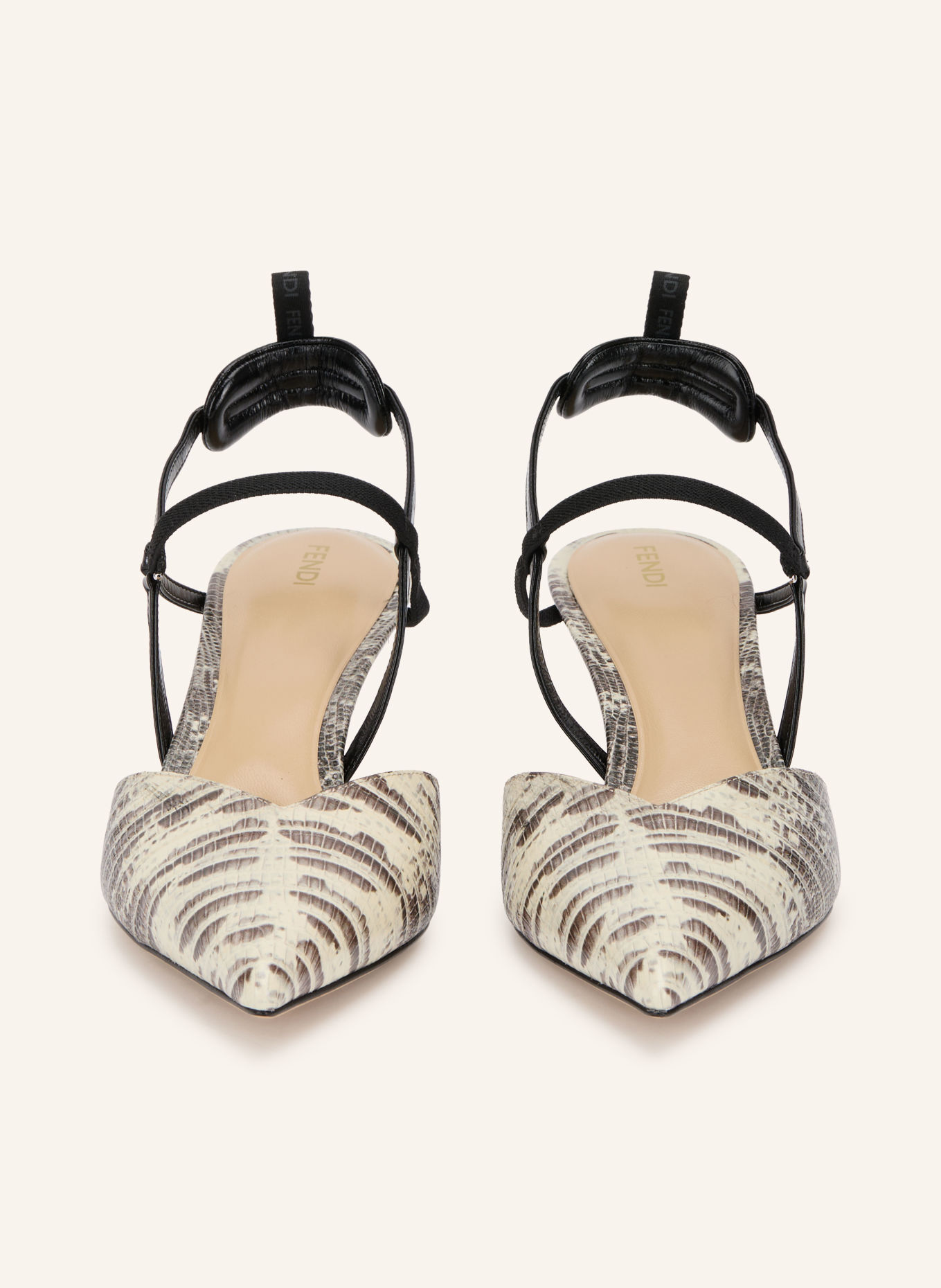 FENDI Slingback pumps: CREAM / DARK BROWN / BLACK