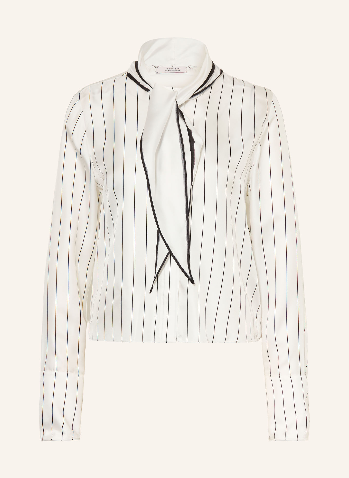 DOROTHEE SCHUMACHER Blouse à lavallière STRIPES WITH A TWIST en soie: BLANC / NOIR
