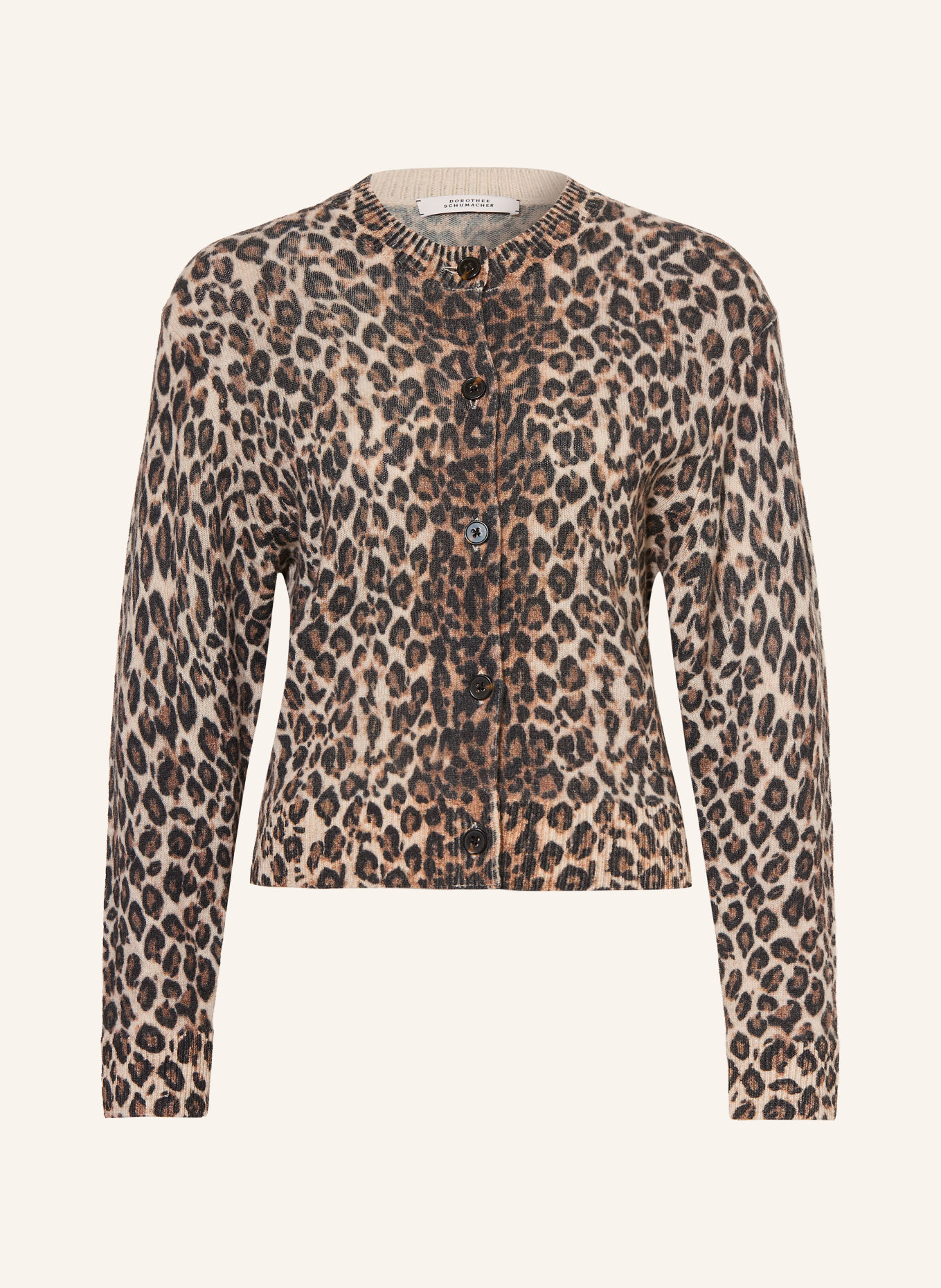 DOROTHEE SCHUMACHER LEOPARD STATEMENTS Cardigan with Cashmere: BEIGE / BROWN / BLACK