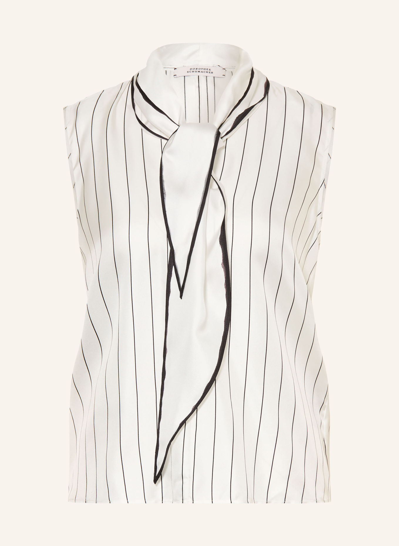 DOROTHEE SCHUMACHER Seidentop STRIPES WITH A TWIST mit Schluppe: WEISS / SCHWARZ