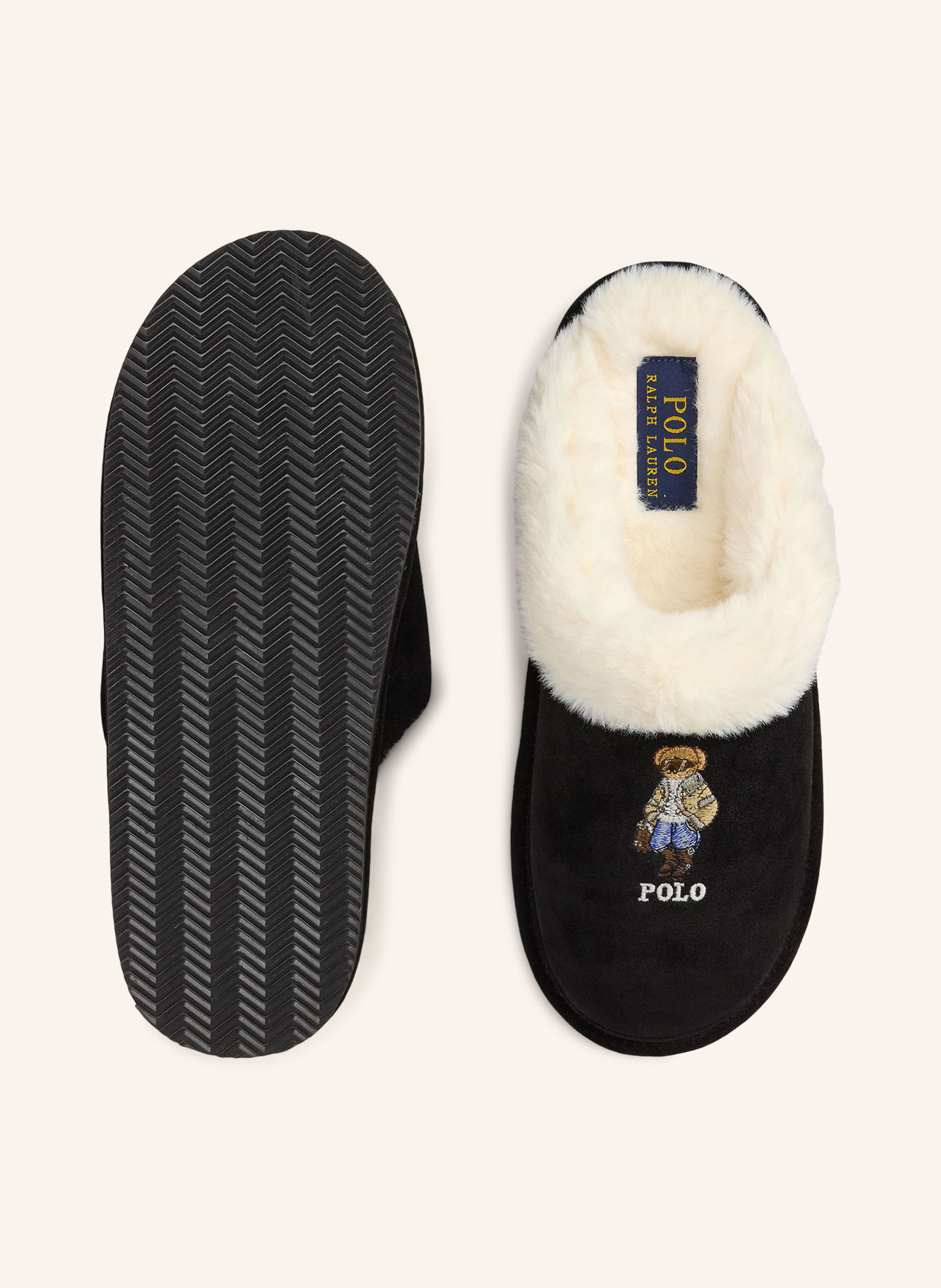 POLO RALPH LAUREN Pantoffels KAYLEIGH: ZWART / WIT