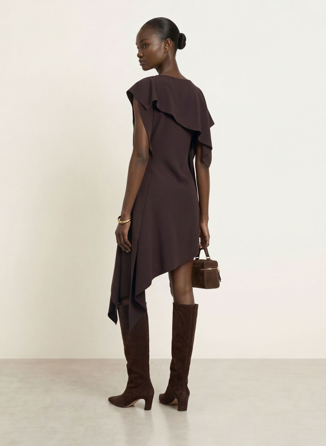 REISS ATHENA Dress with Flounces: DARK RED