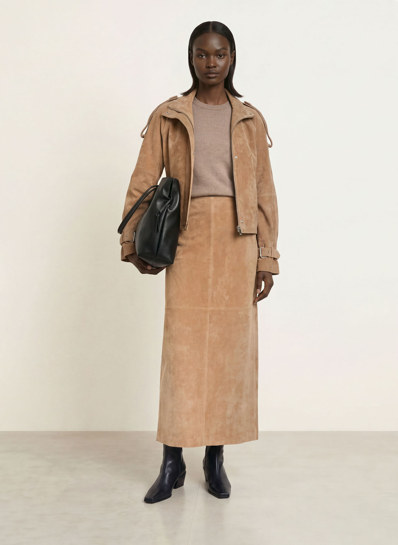 MRS & HUGS Leather skirt: BEIGE