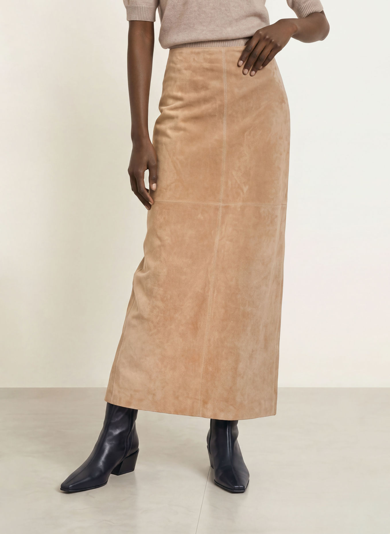 MRS & HUGS Leather skirt: BEIGE