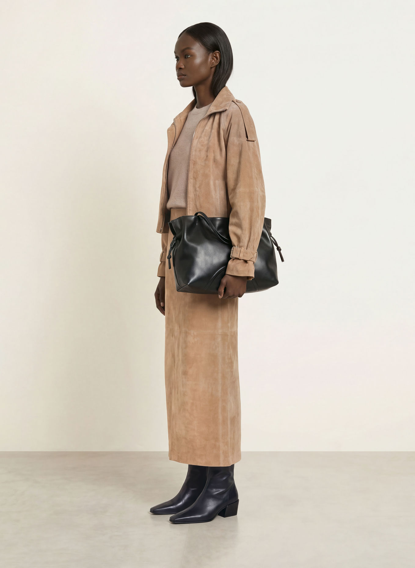 MRS & HUGS Leather skirt: BEIGE