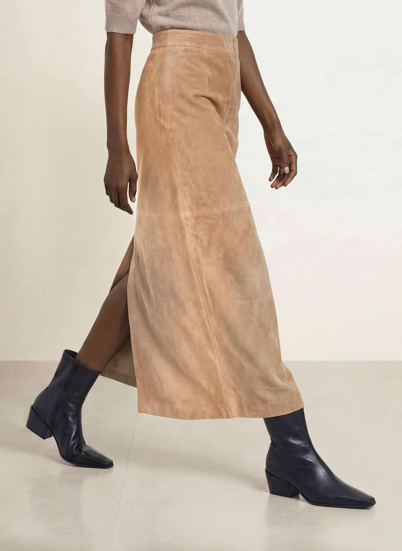 MRS & HUGS Leather skirt: BEIGE