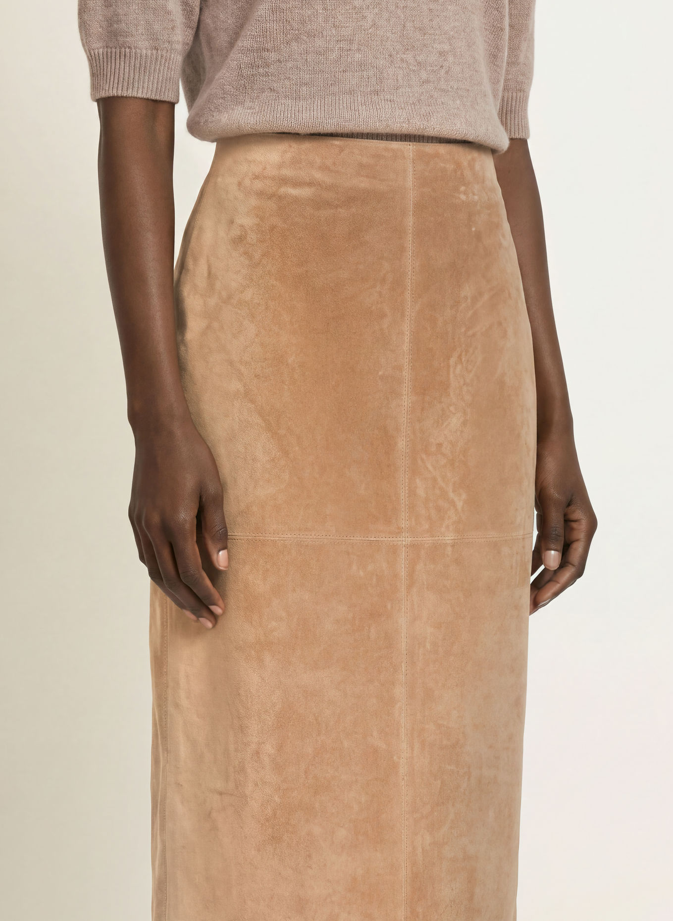 MRS & HUGS Leather skirt: BEIGE