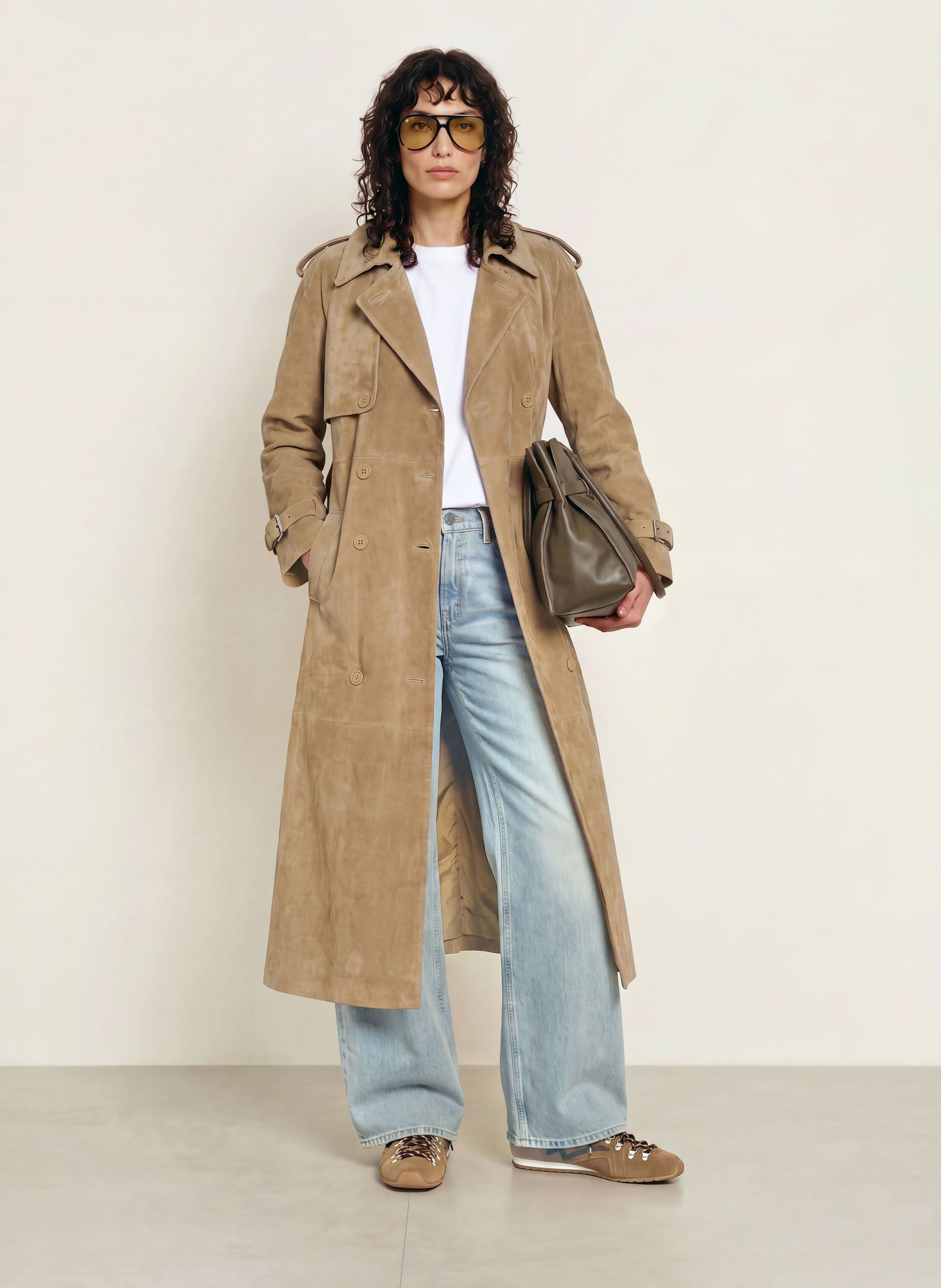 MRS & HUGS Leather coat: BEIGE