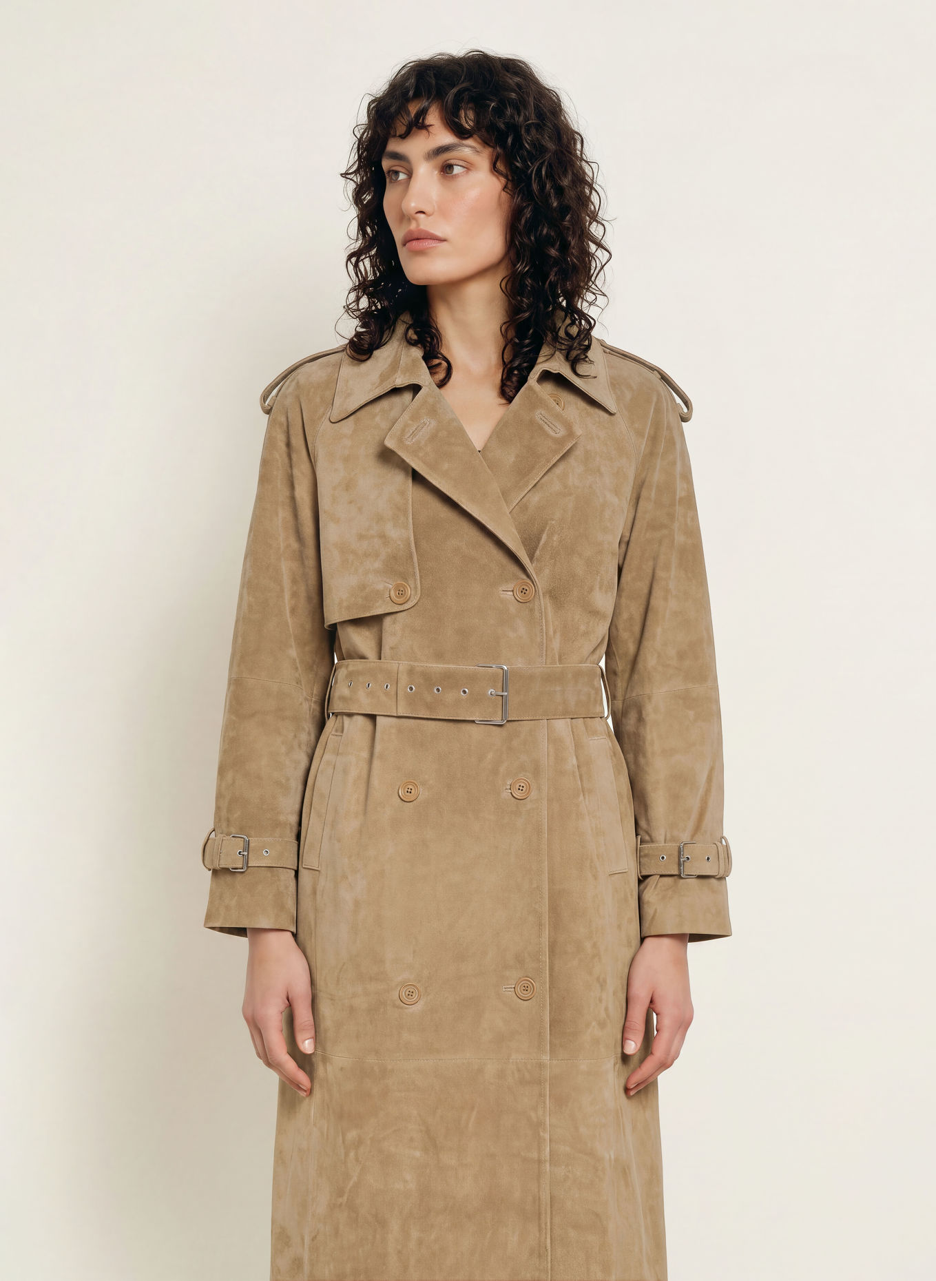 MRS & HUGS Leather coat: BEIGE