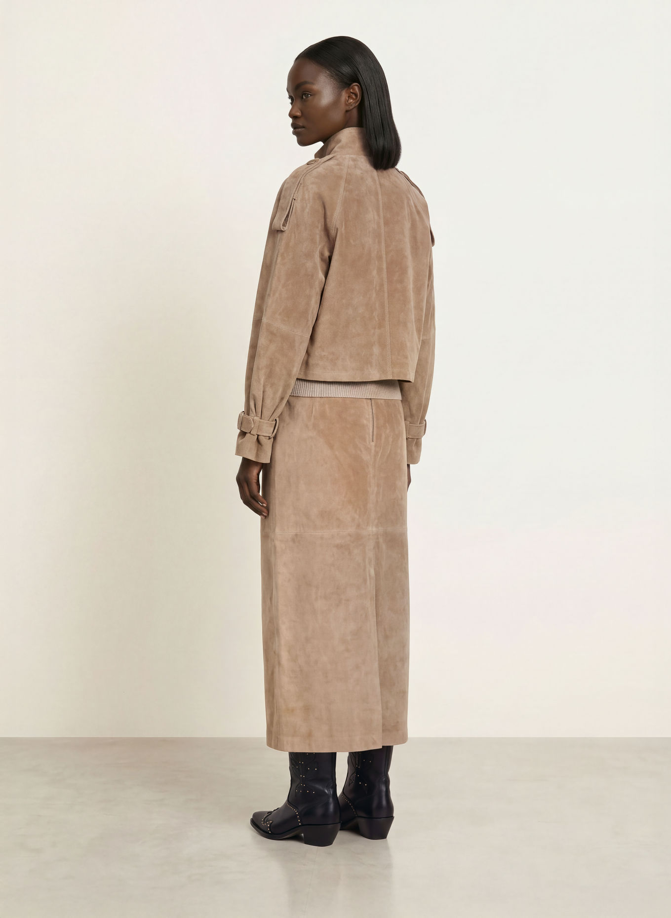 MRS & HUGS Veste en cuir: BEIGE