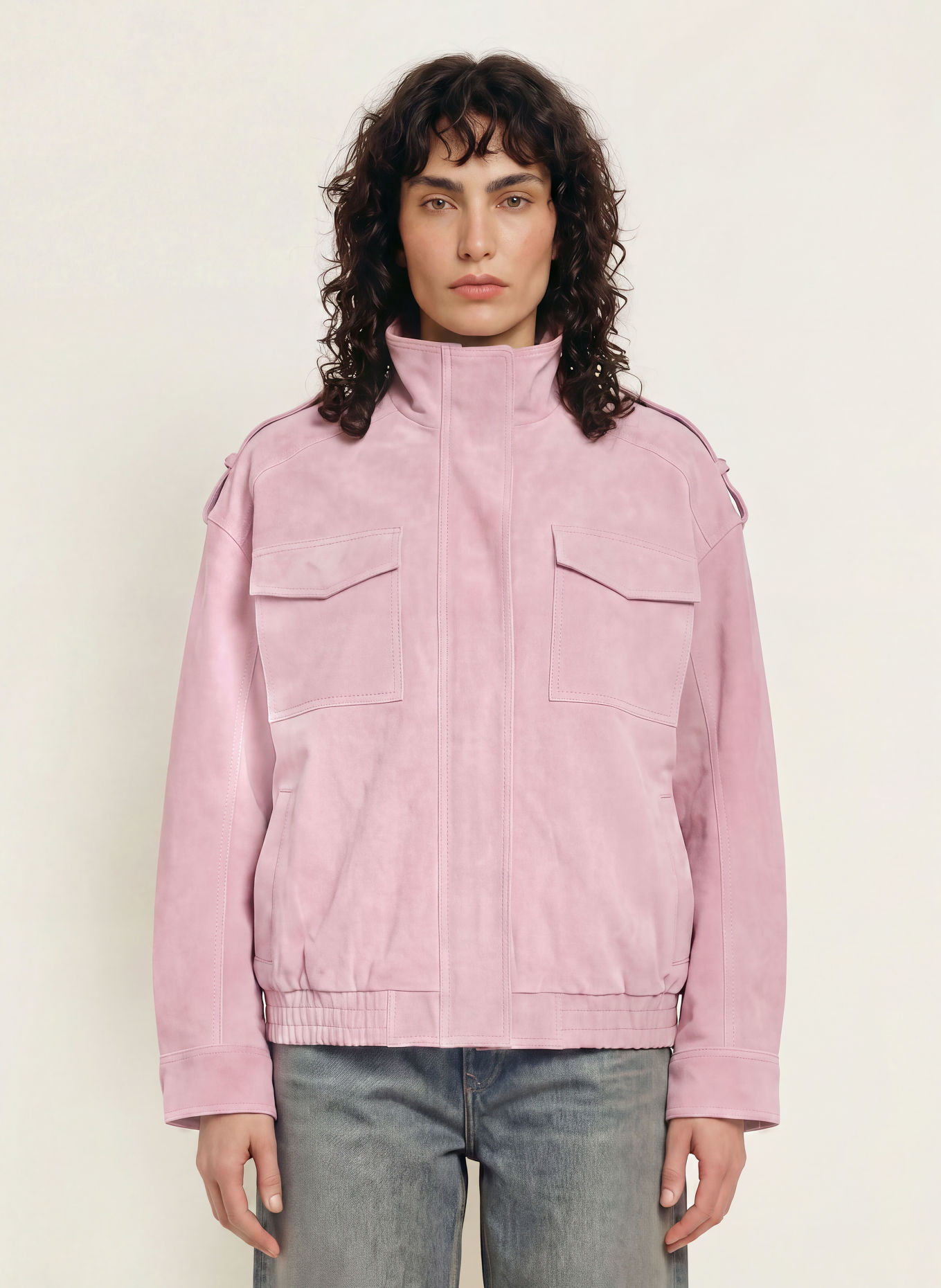 MRS & HUGS Veste en cuir: ROSÉ