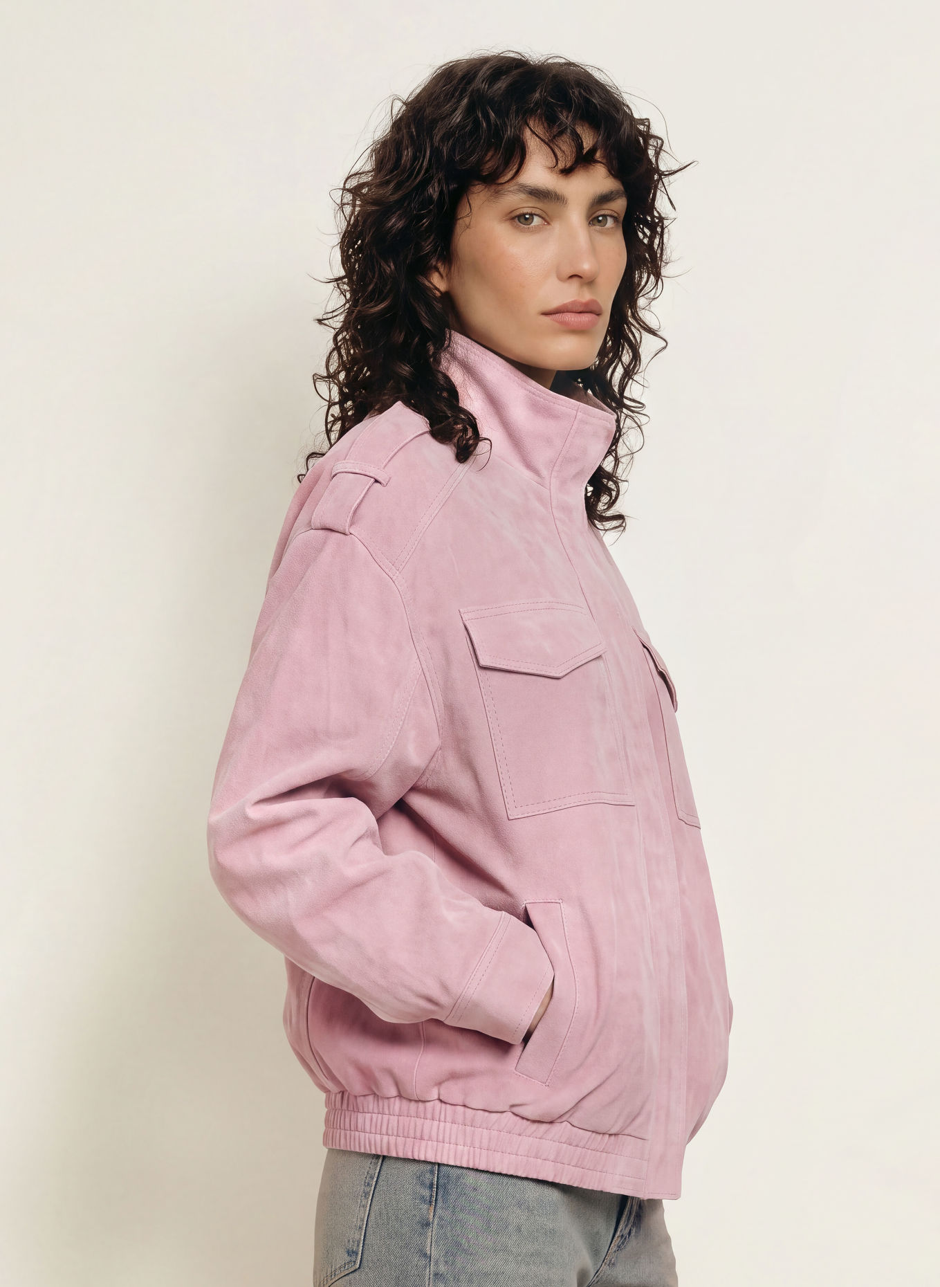MRS & HUGS Veste en cuir: ROSÉ