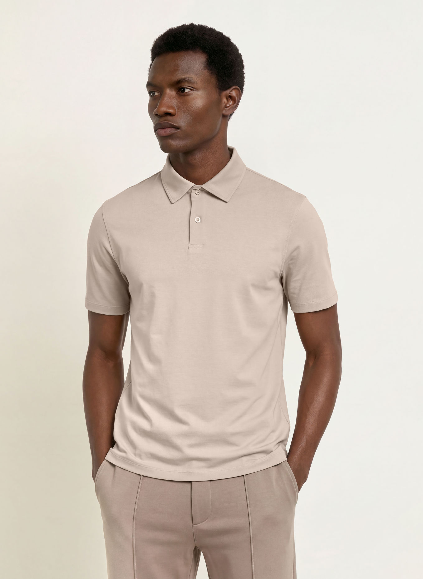 REISS Koszulka polo z jerseyu EARL: BEŻOWY