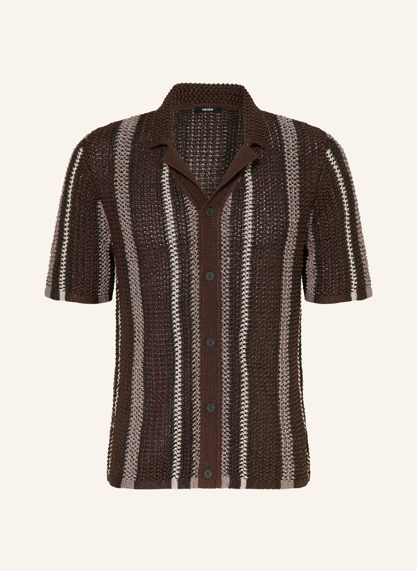 REISS Koszula z dzianiny FARIN Slim Fit: CIEMNOBRĄZOWY / BRĄZOWY / BEŻOWY