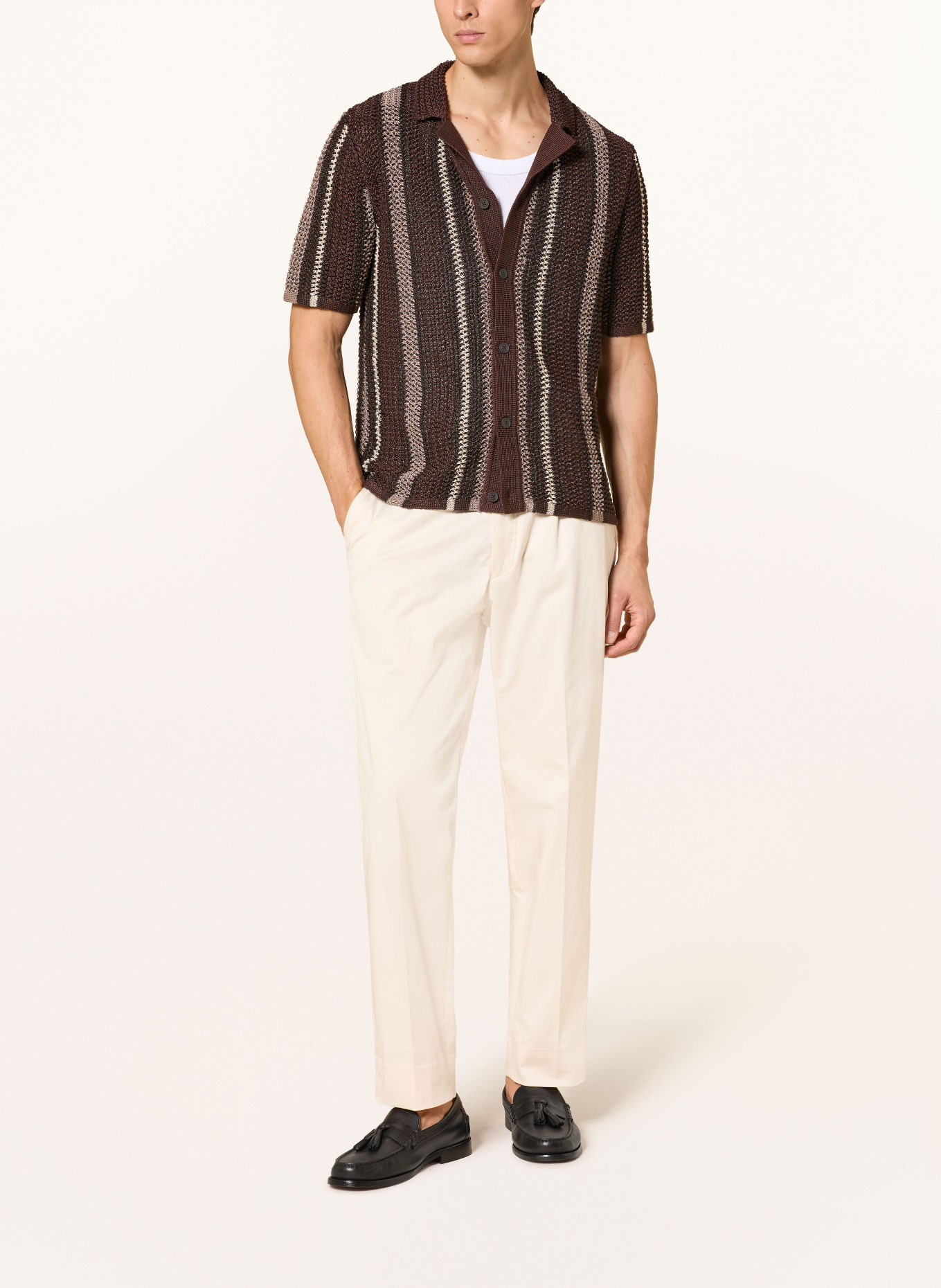 REISS Koszula z dzianiny FARIN Slim Fit: CIEMNOBRĄZOWY / BRĄZOWY / BEŻOWY