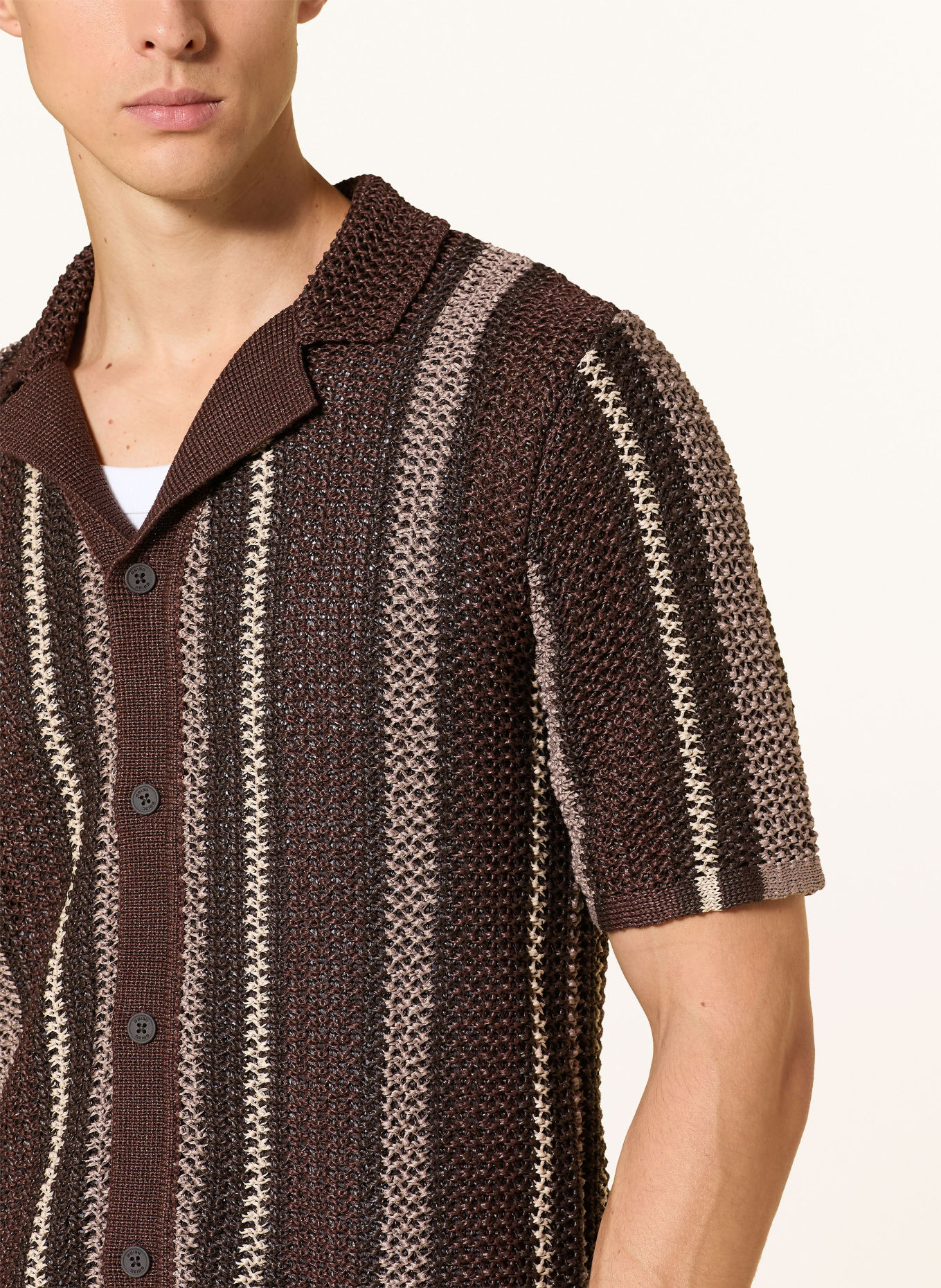 REISS Koszula z dzianiny FARIN Slim Fit: CIEMNOBRĄZOWY / BRĄZOWY / BEŻOWY