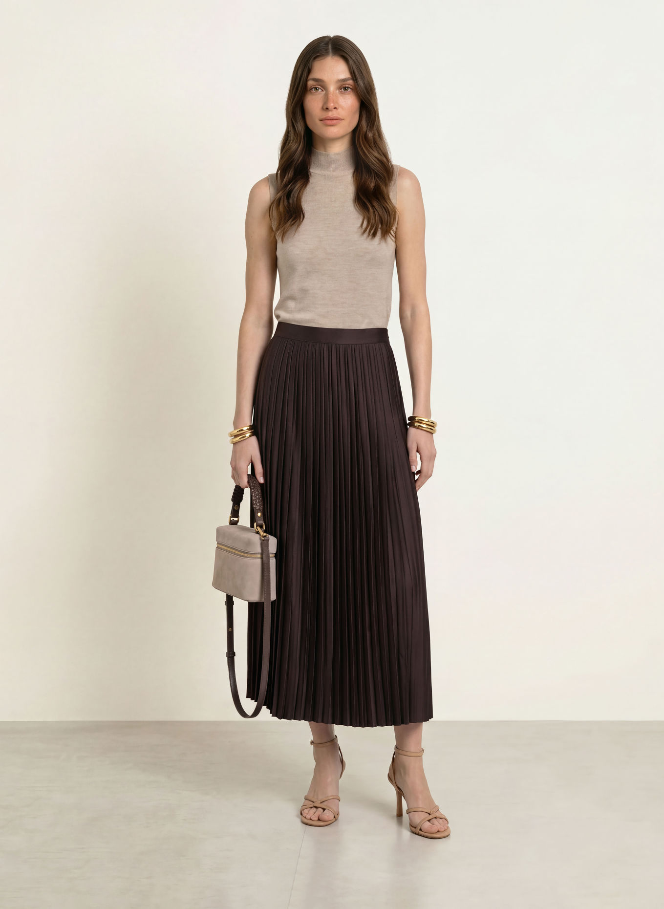 REISS Plisseerock SAVANNAH: DUNKELBRAUN