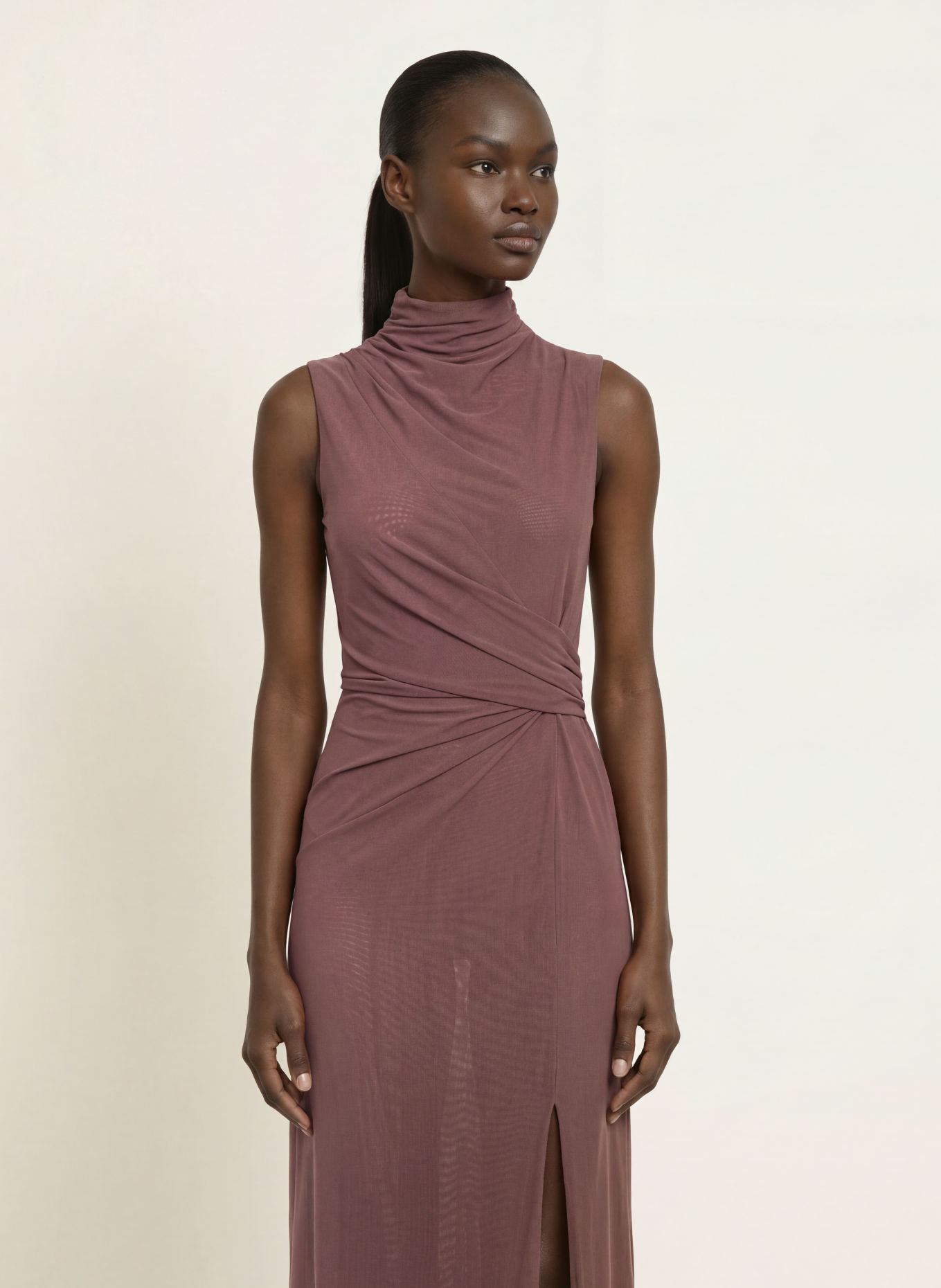 REISS DYLAN Mesh Dress: TAUPE