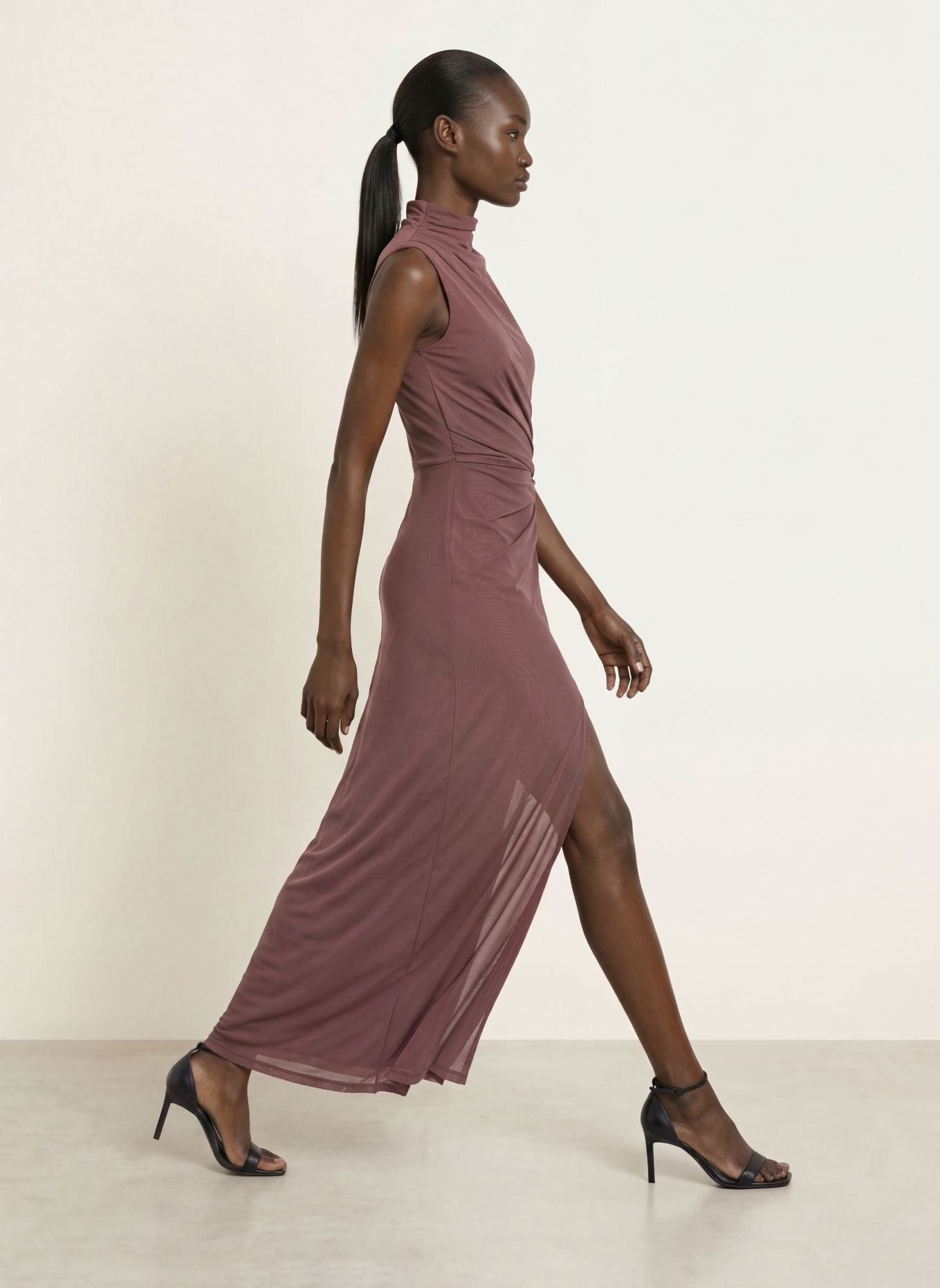 REISS DYLAN Mesh Dress: TAUPE