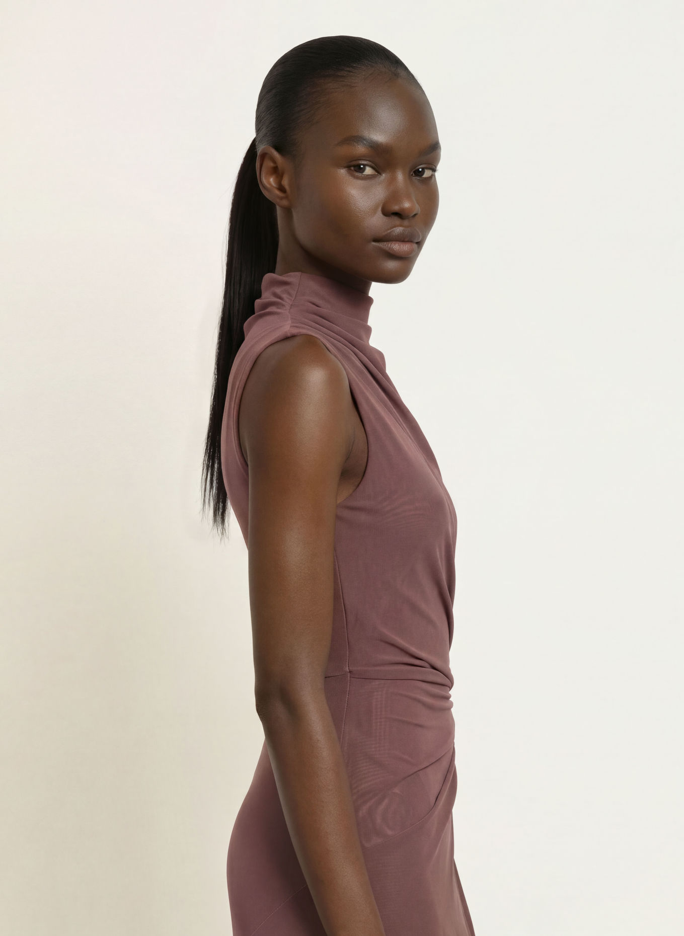 REISS DYLAN Mesh Dress: TAUPE