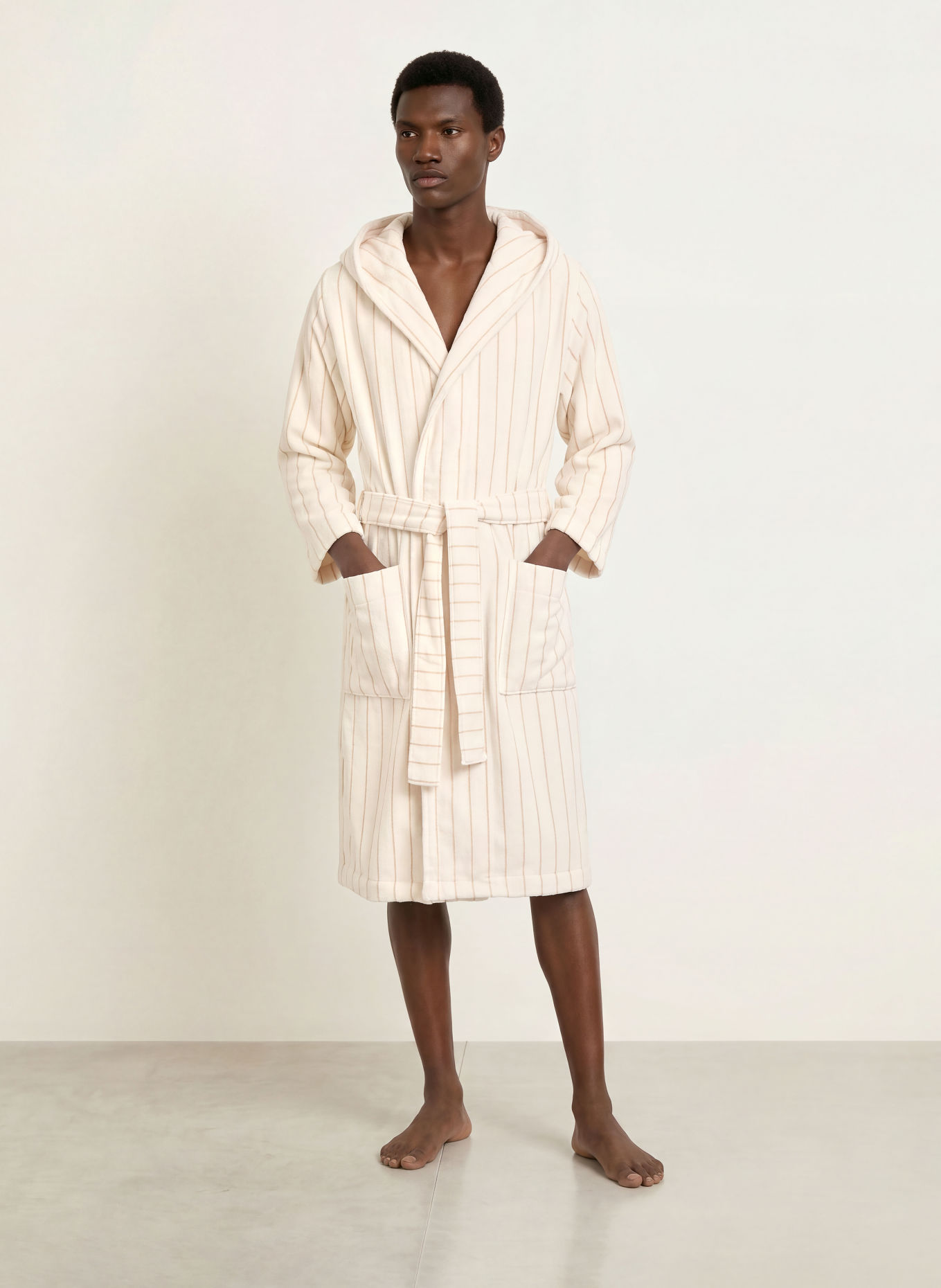 TEKLA Halat de baie unisex cu glugă: CREM / BEJ
